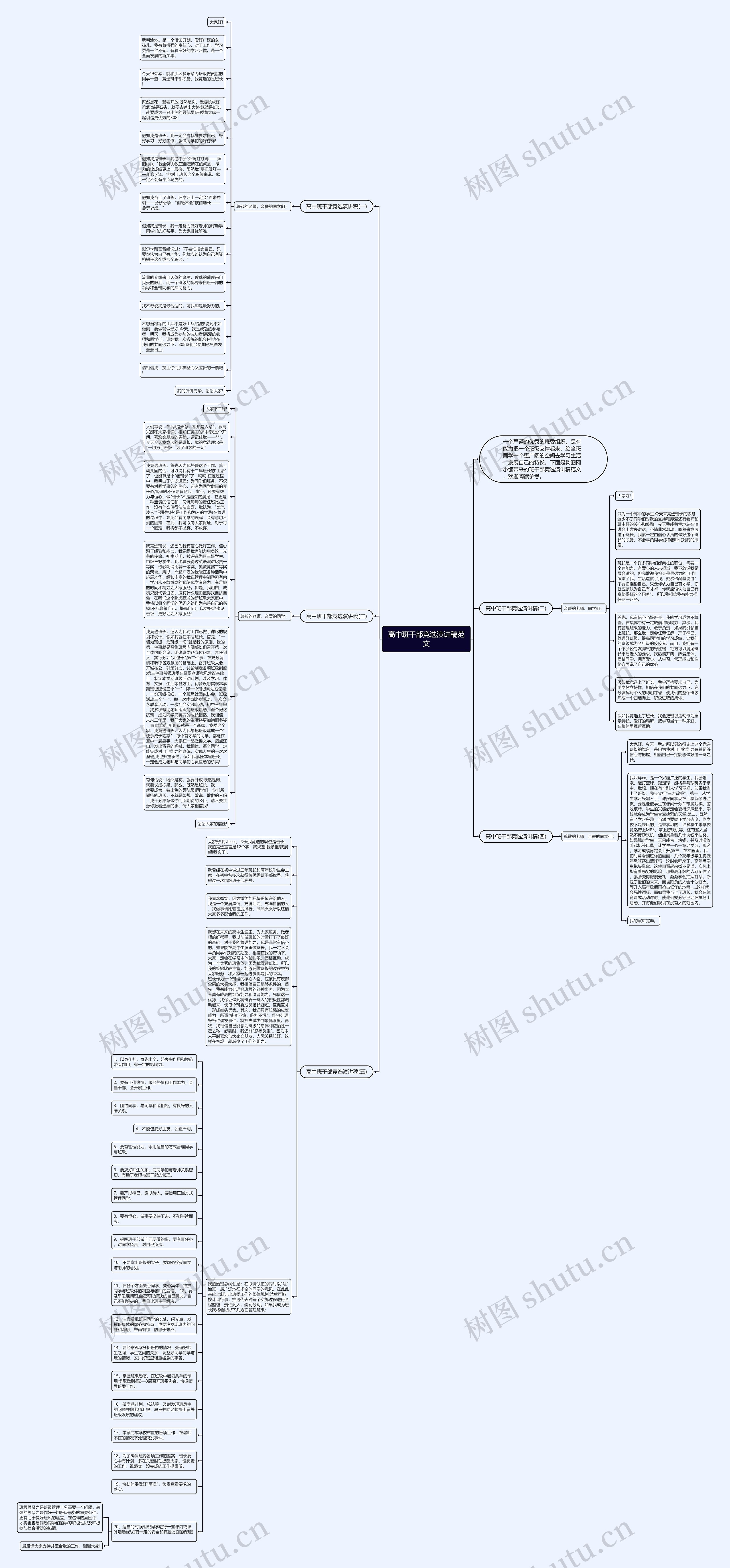 高中班干部竞选演讲稿范文思维导图