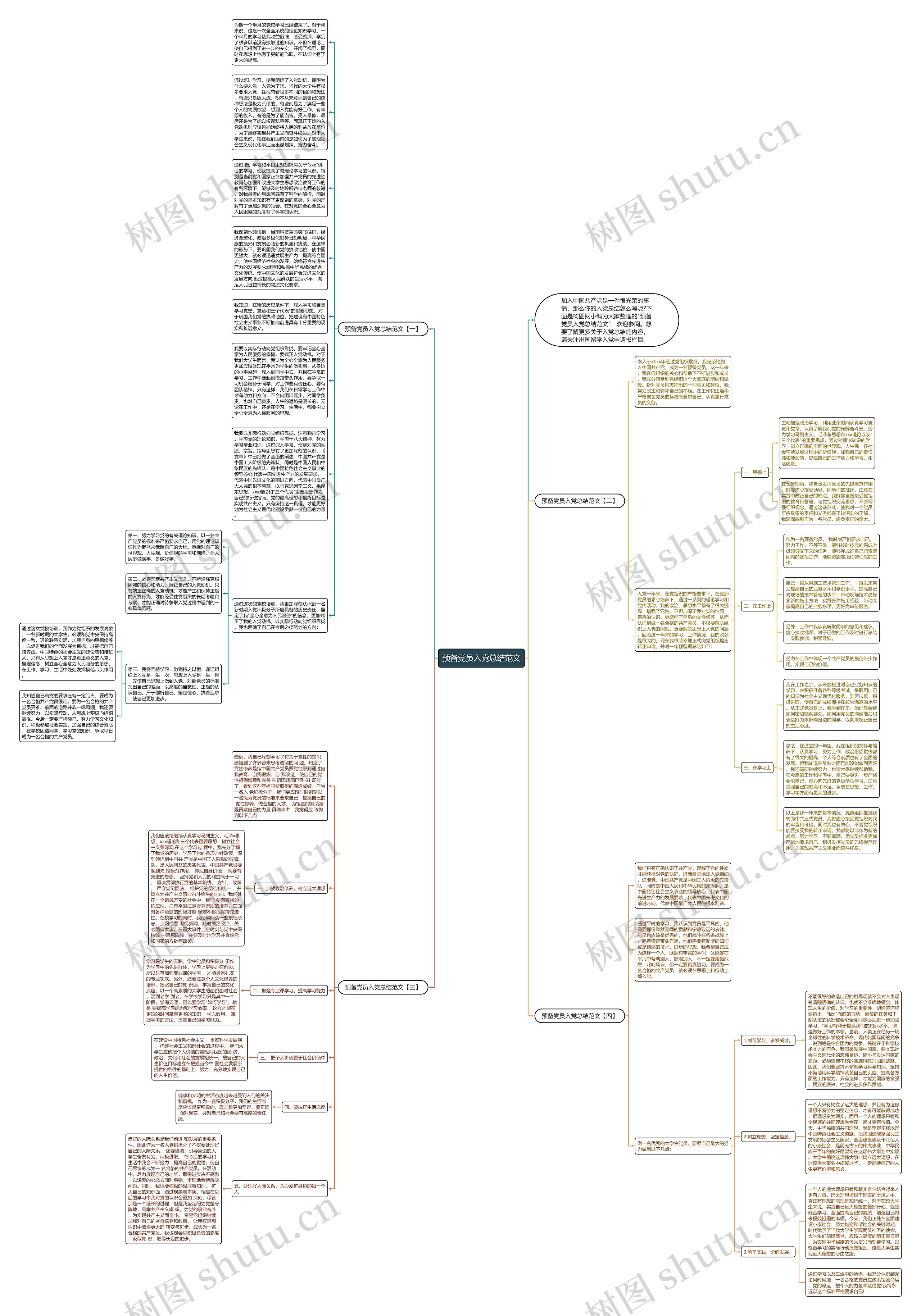 预备党员入党总结范文思维导图