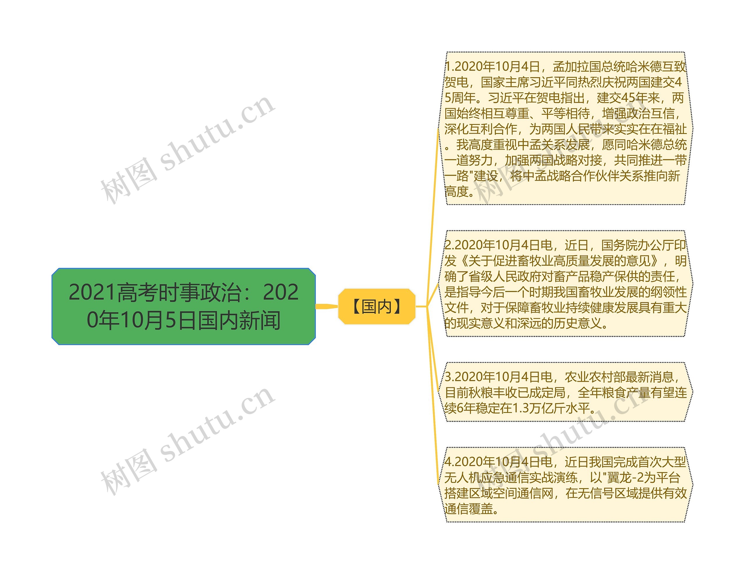 2021高考时事政治：2020年10月5日国内新闻思维导图