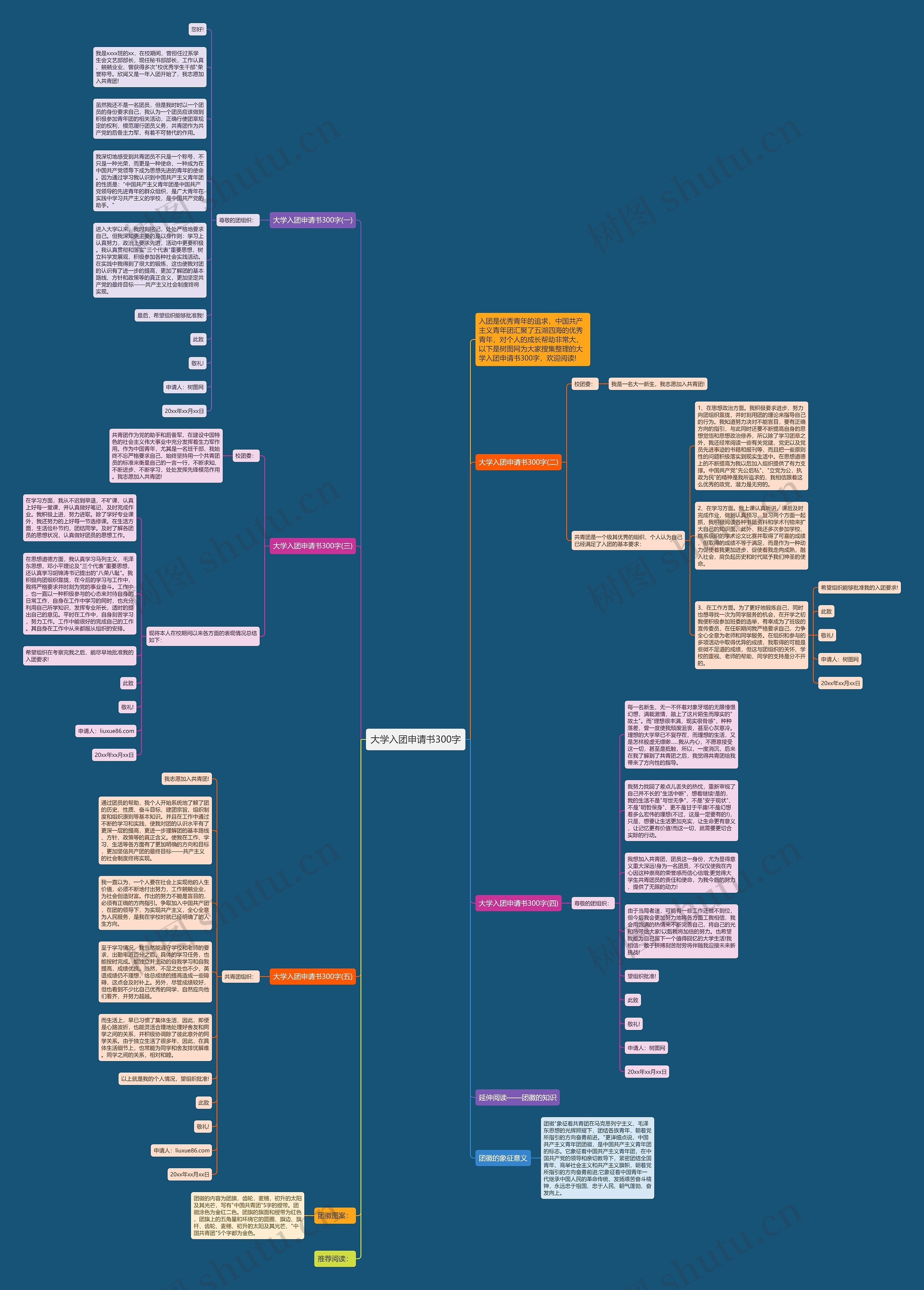 大学入团申请书300字思维导图
