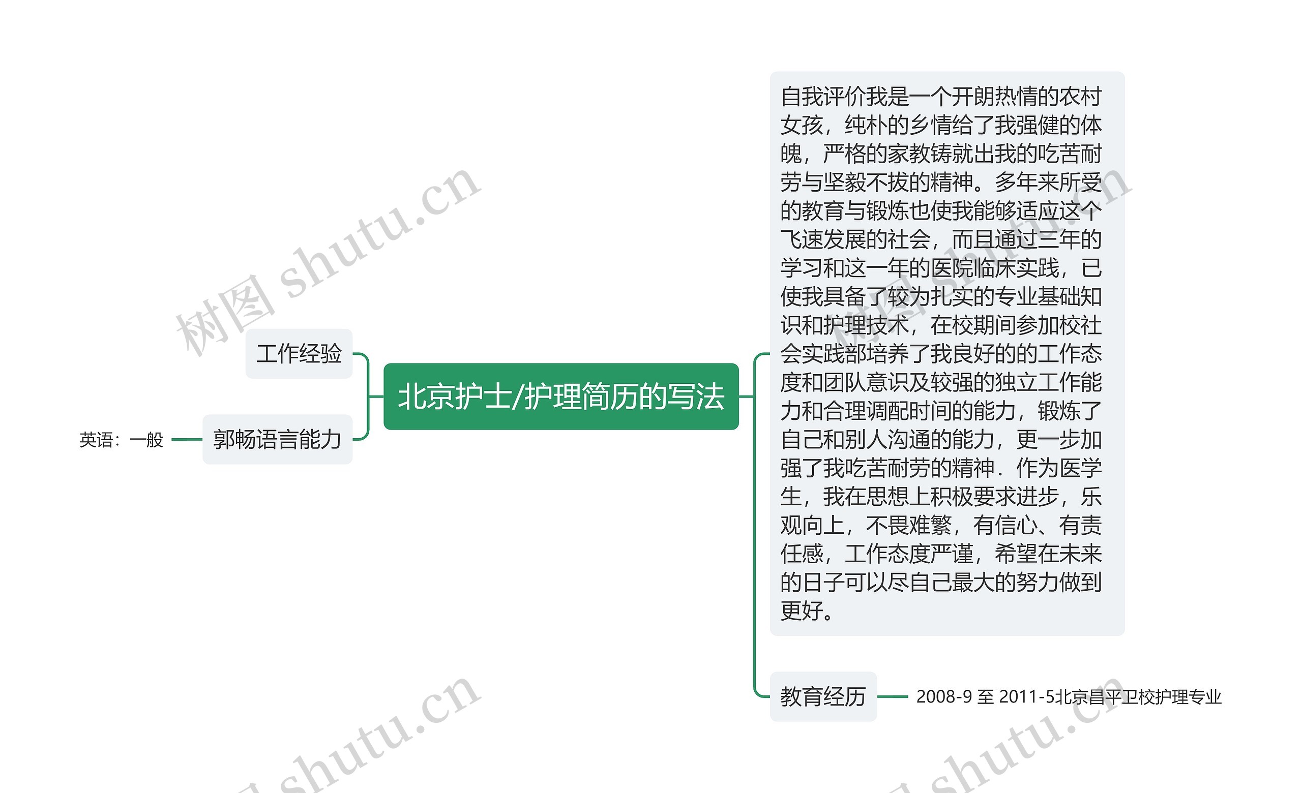 北京护士/护理简历的写法思维导图