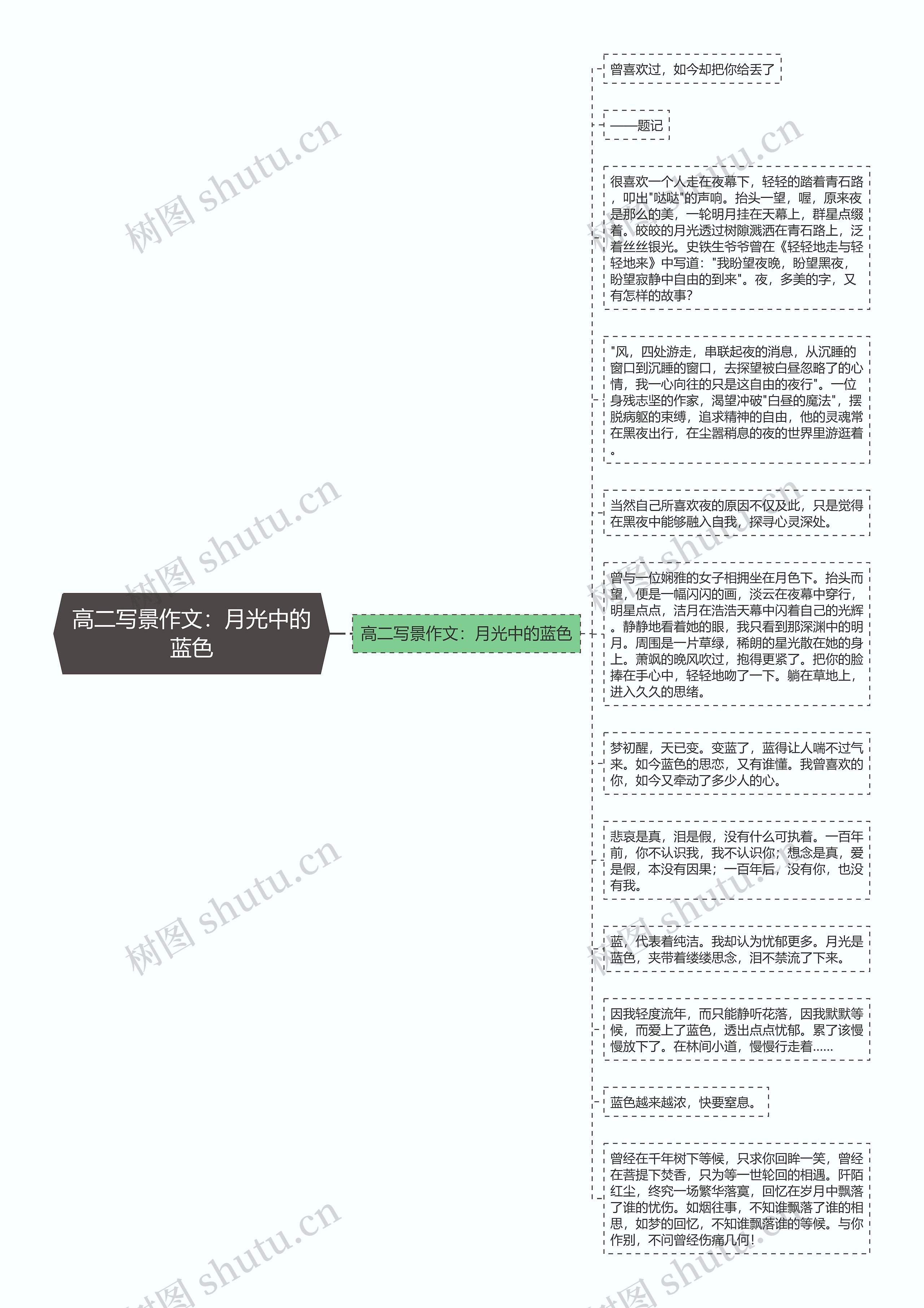 高二写景作文：月光中的蓝色思维导图