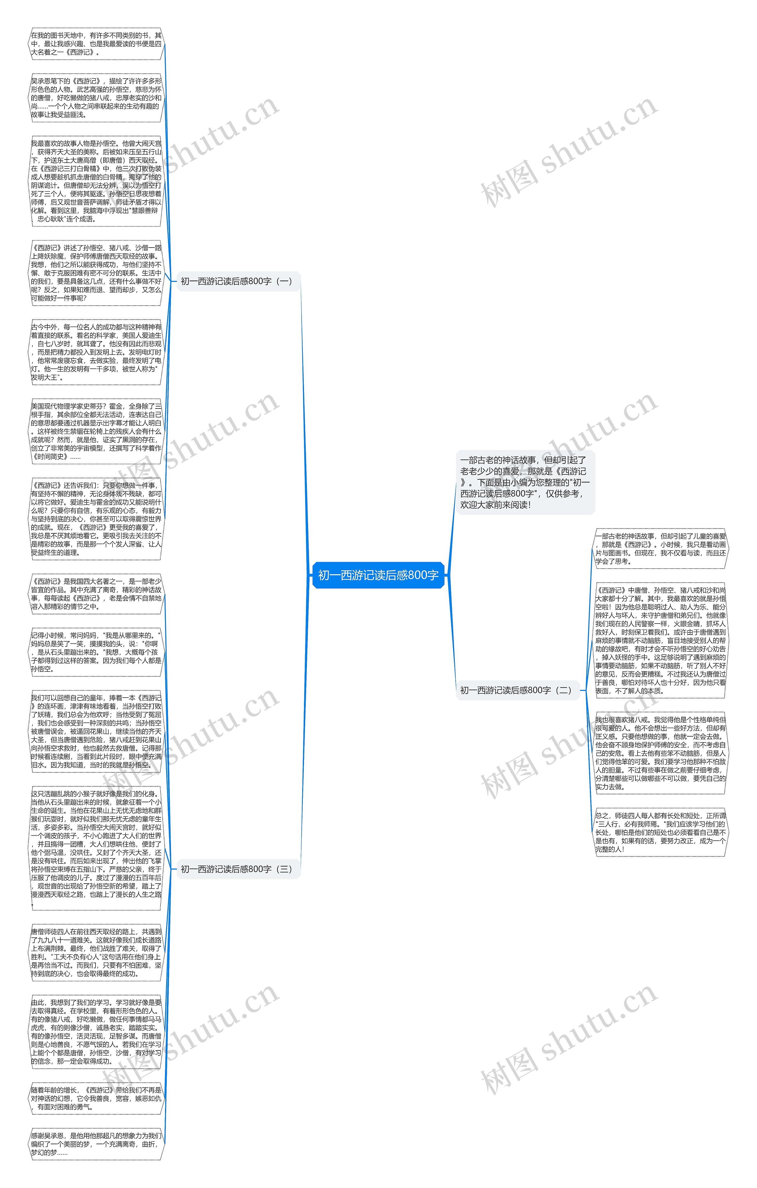 初一西游记读后感800字思维导图