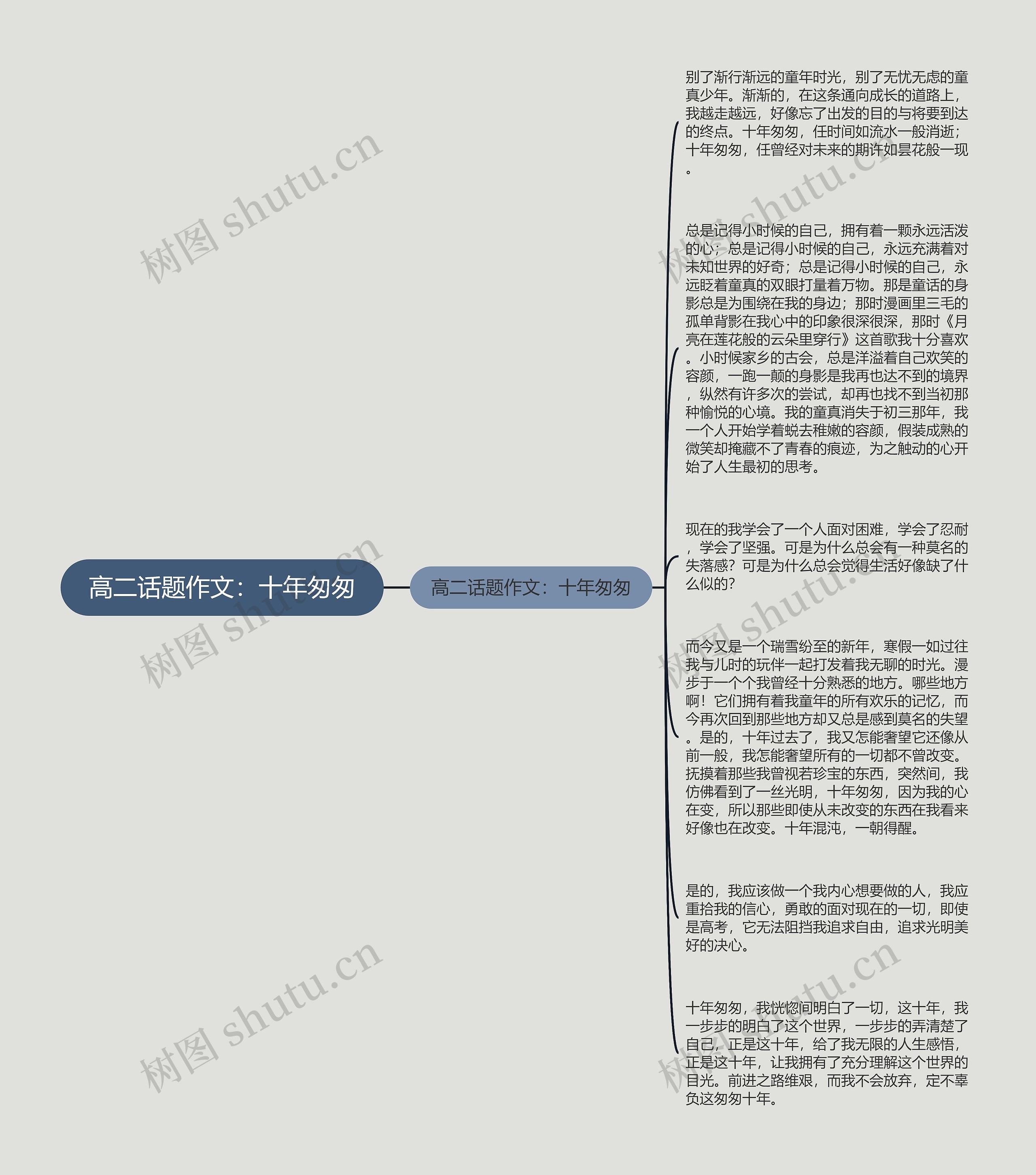 高二话题作文：十年匆匆思维导图