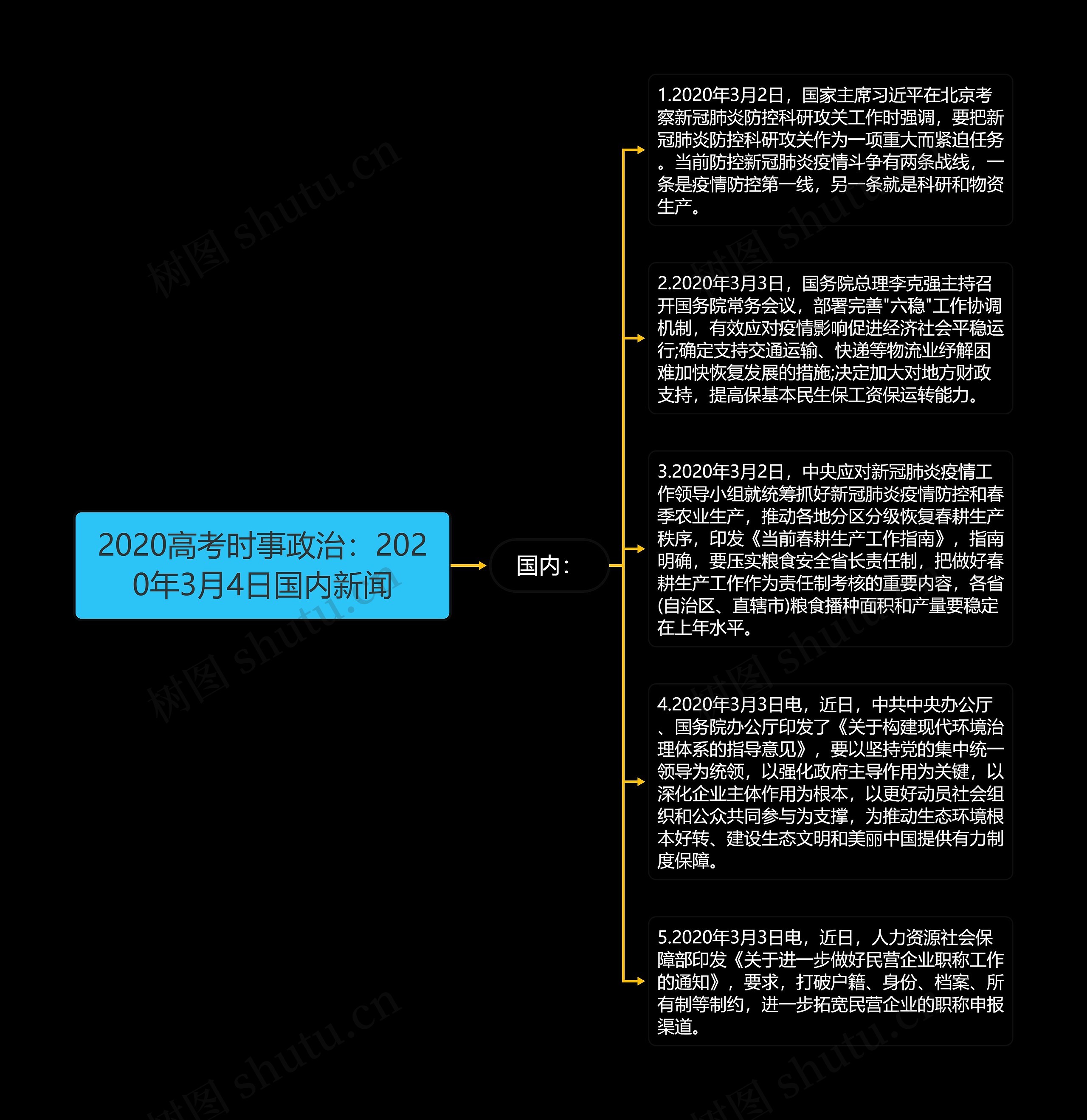 2020高考时事政治：2020年3月4日国内新闻思维导图