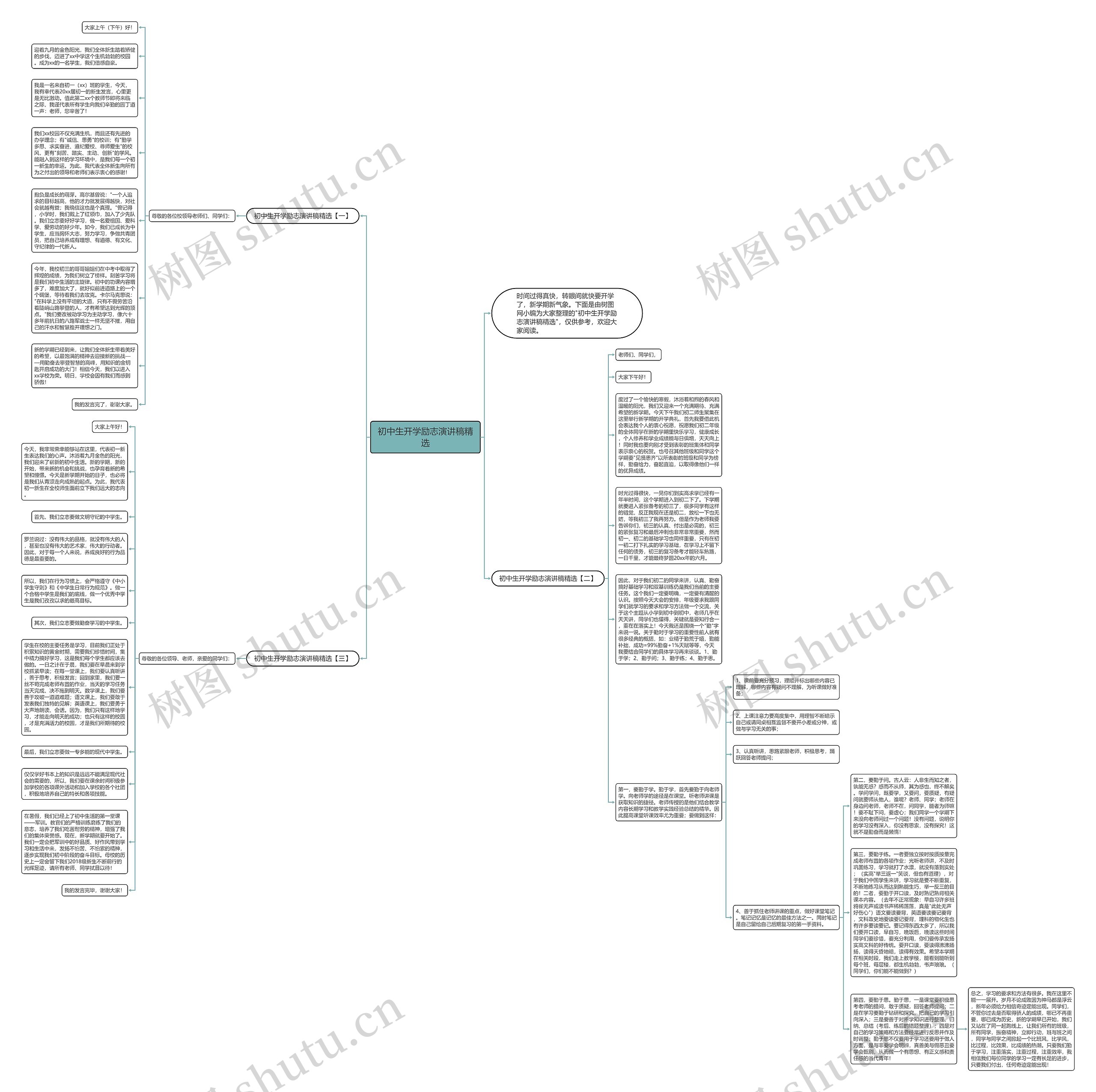 初中生开学励志演讲稿精选思维导图