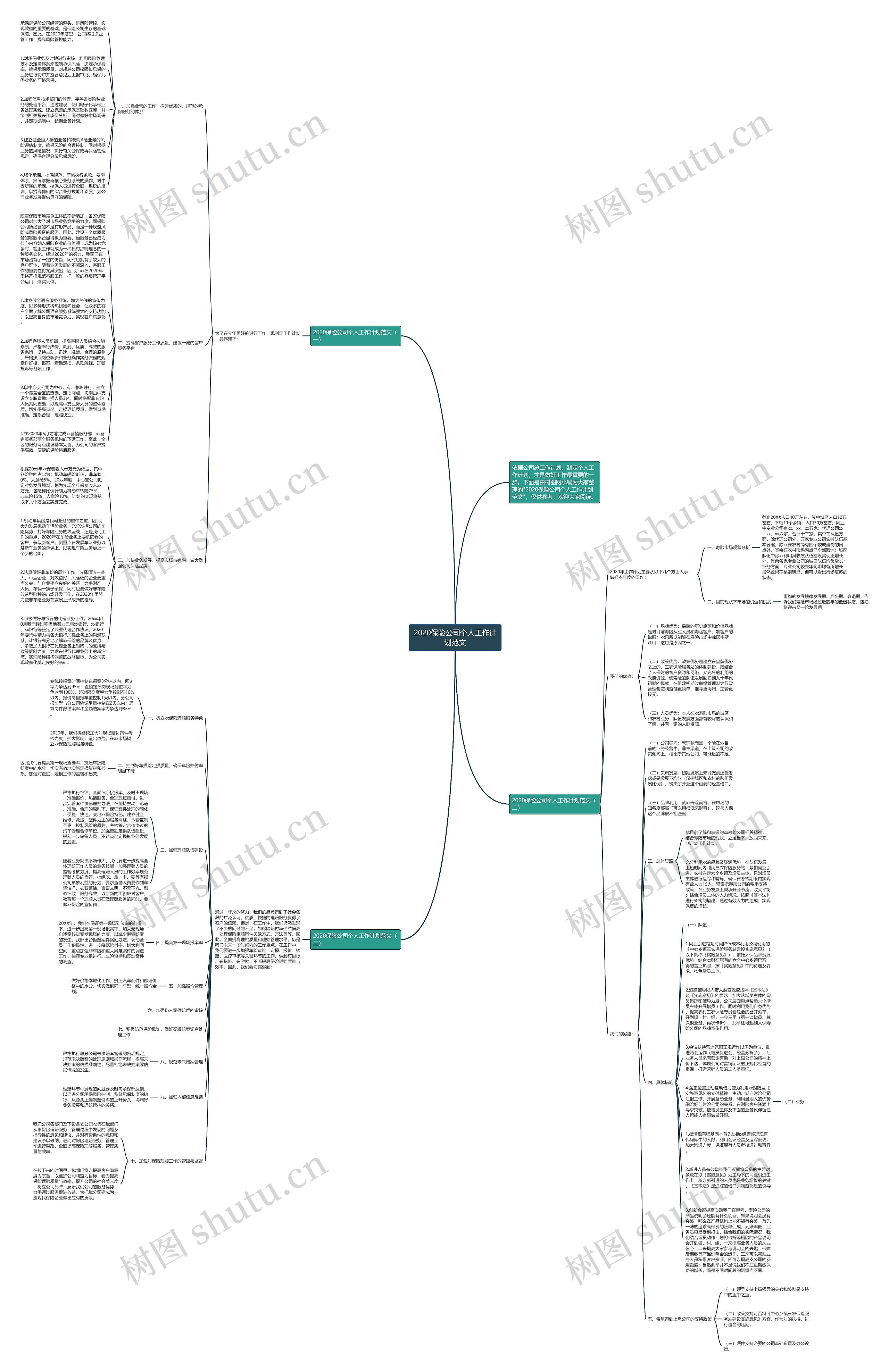 2020保险公司个人工作计划范文思维导图