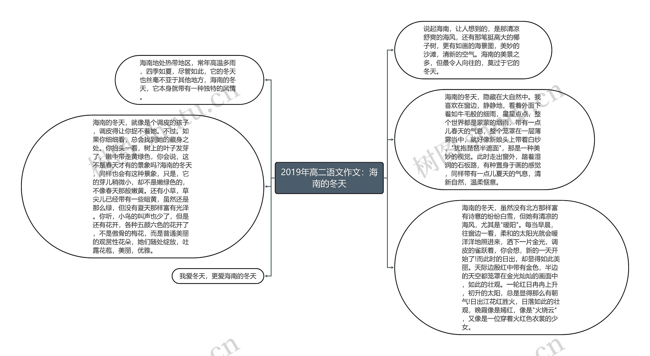 2019年高二语文作文：海南的冬天思维导图