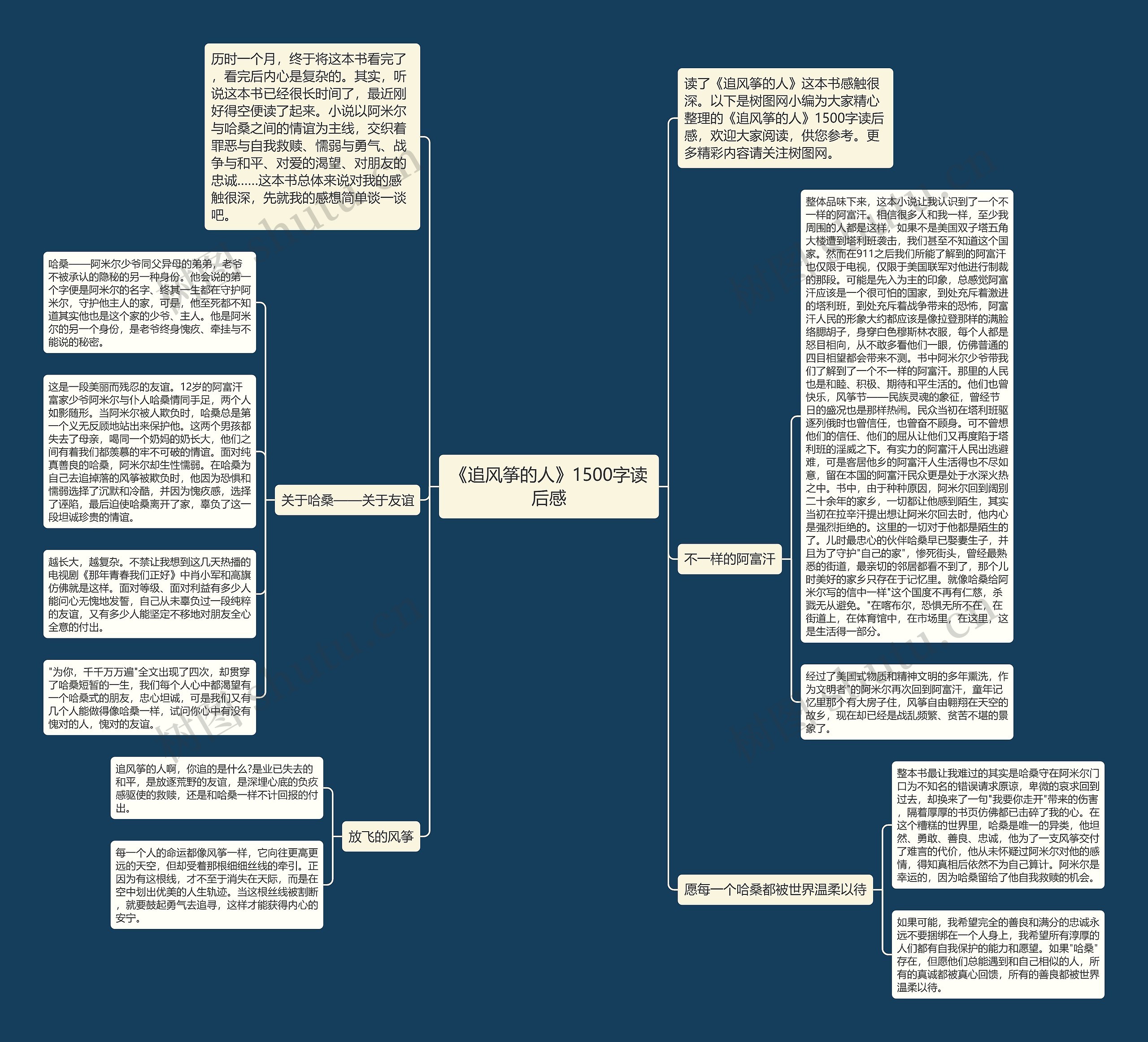 《追风筝的人》1500字读后感思维导图