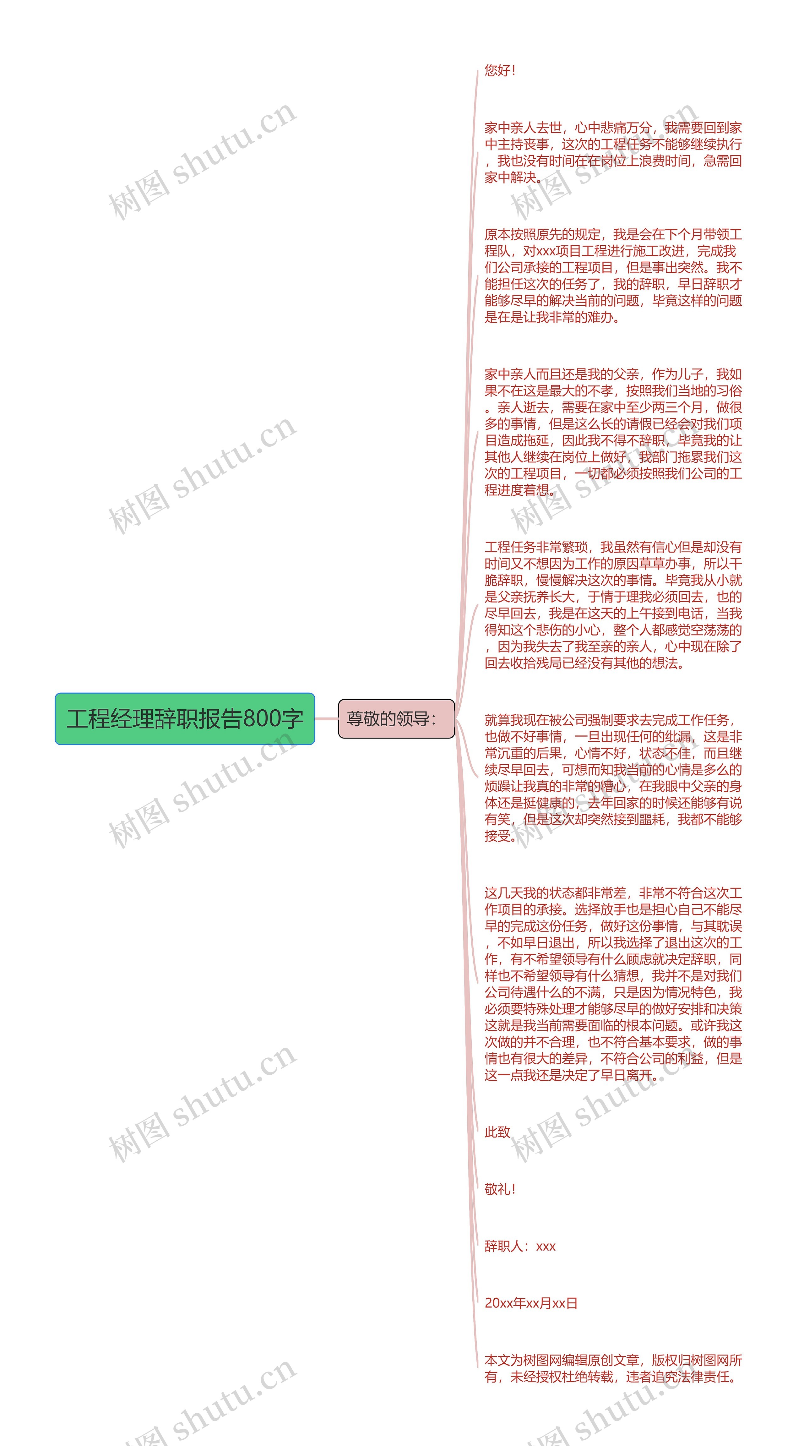 工程经理辞职报告800字思维导图