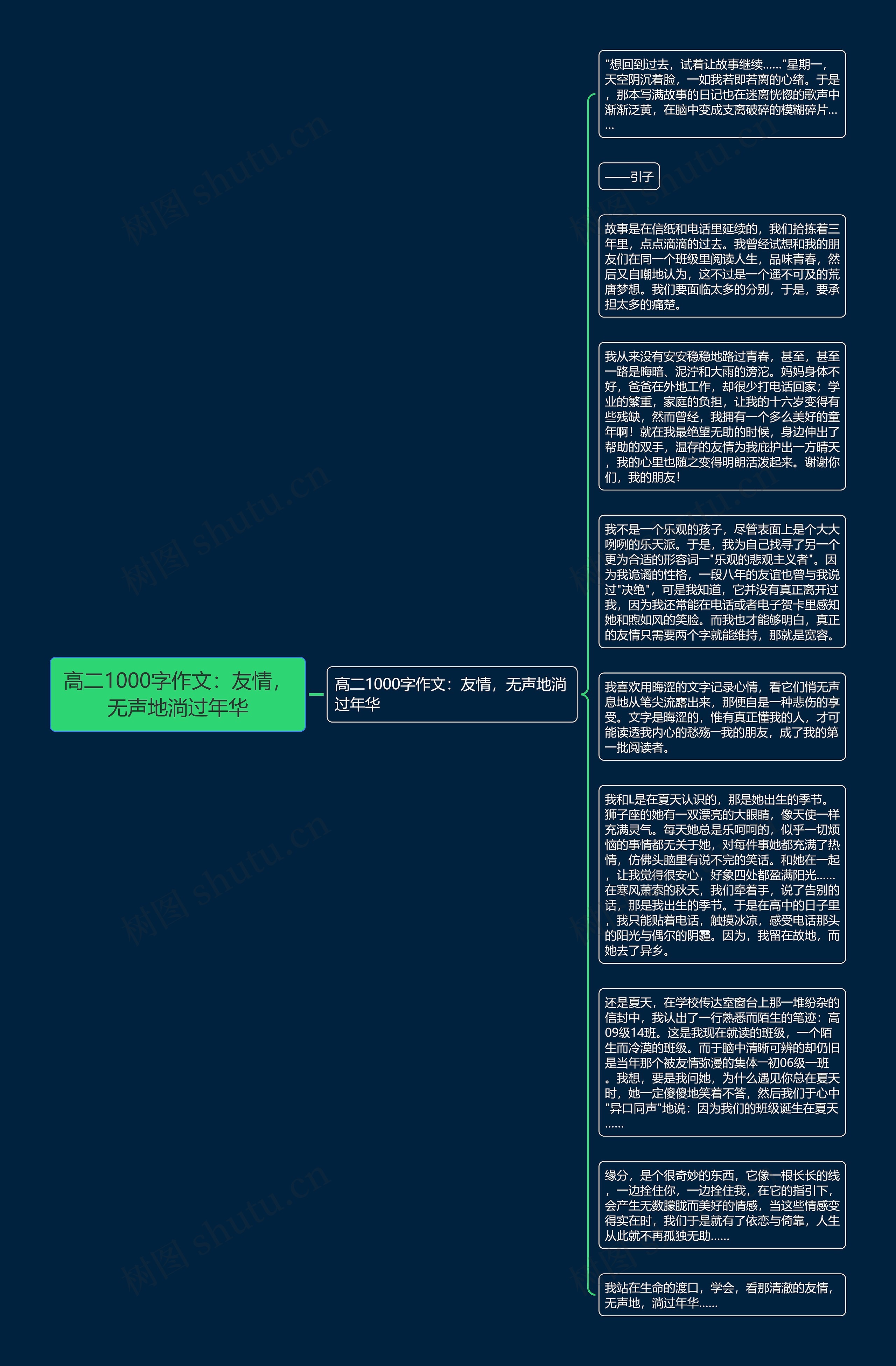 高二1000字作文：友情，无声地淌过年华思维导图