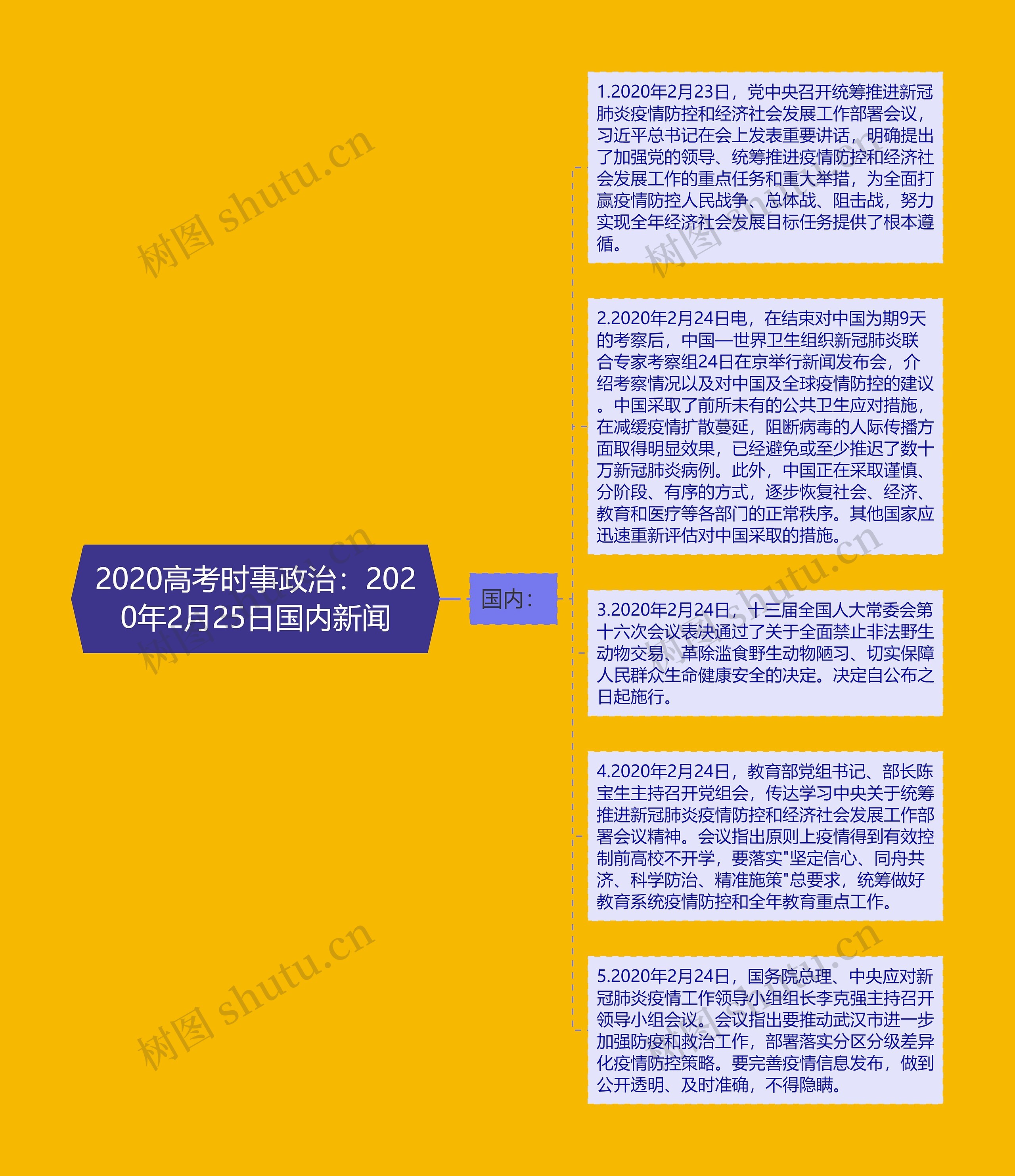 2020高考时事政治：2020年2月25日国内新闻思维导图