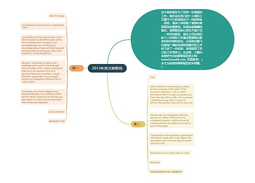 2013年英文辞职信