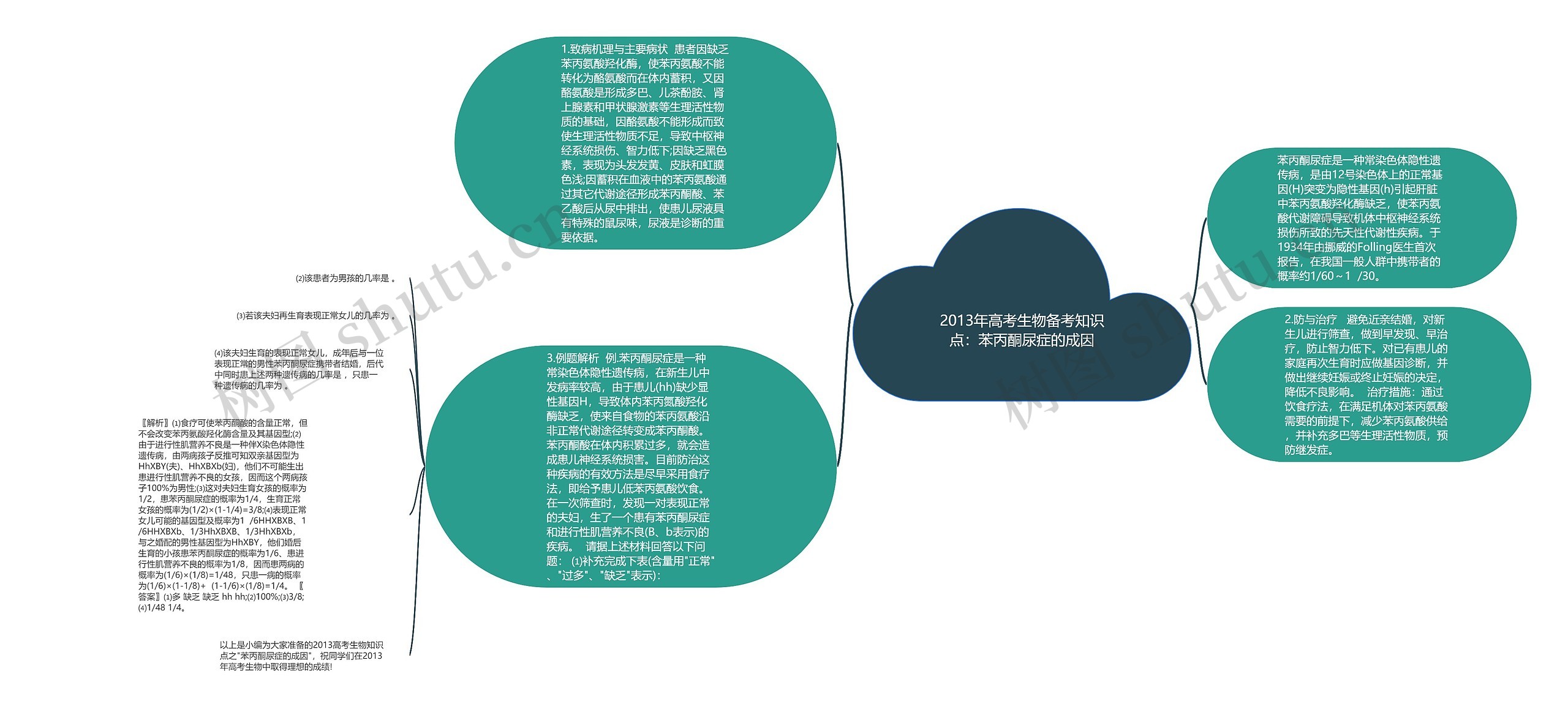 2013年高考生物备考知识点：苯丙酮尿症的成因思维导图