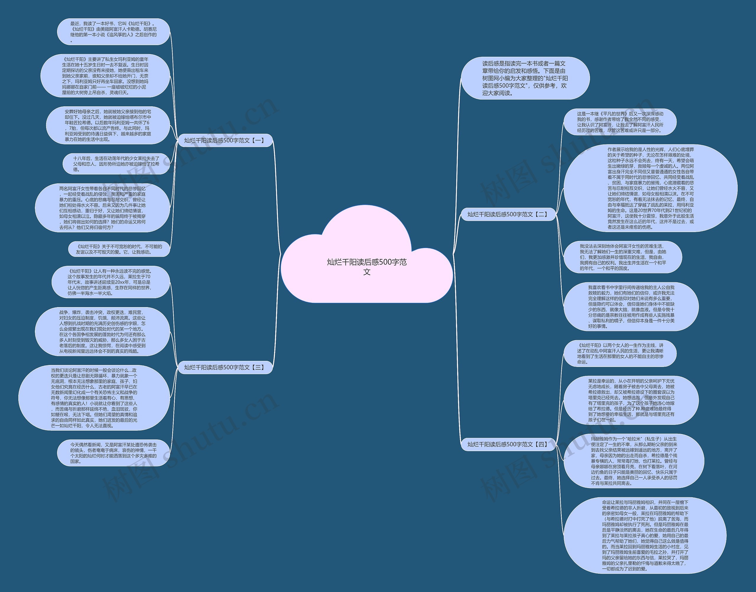 灿烂千阳读后感500字范文思维导图