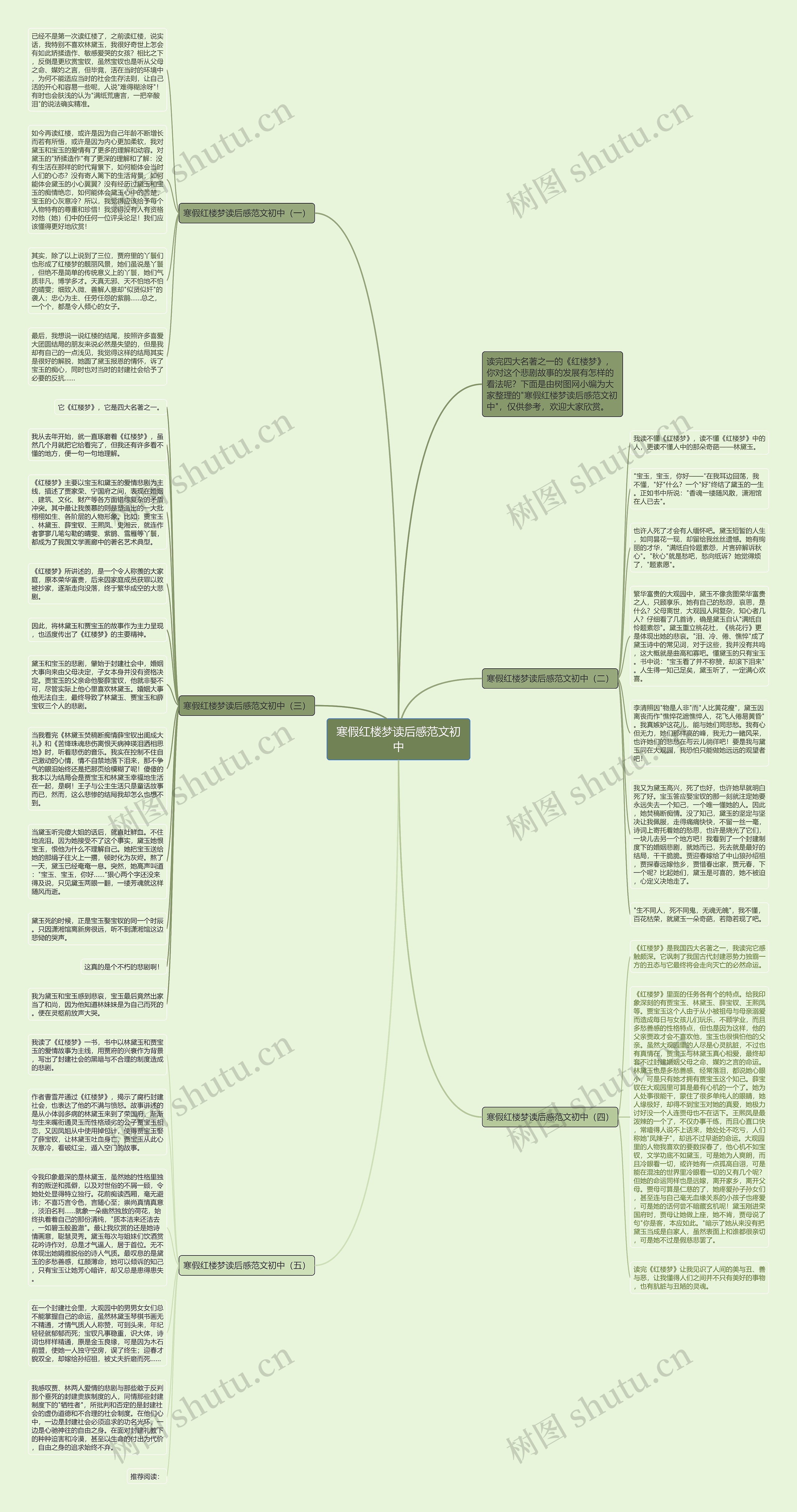 寒假红楼梦读后感范文初中思维导图