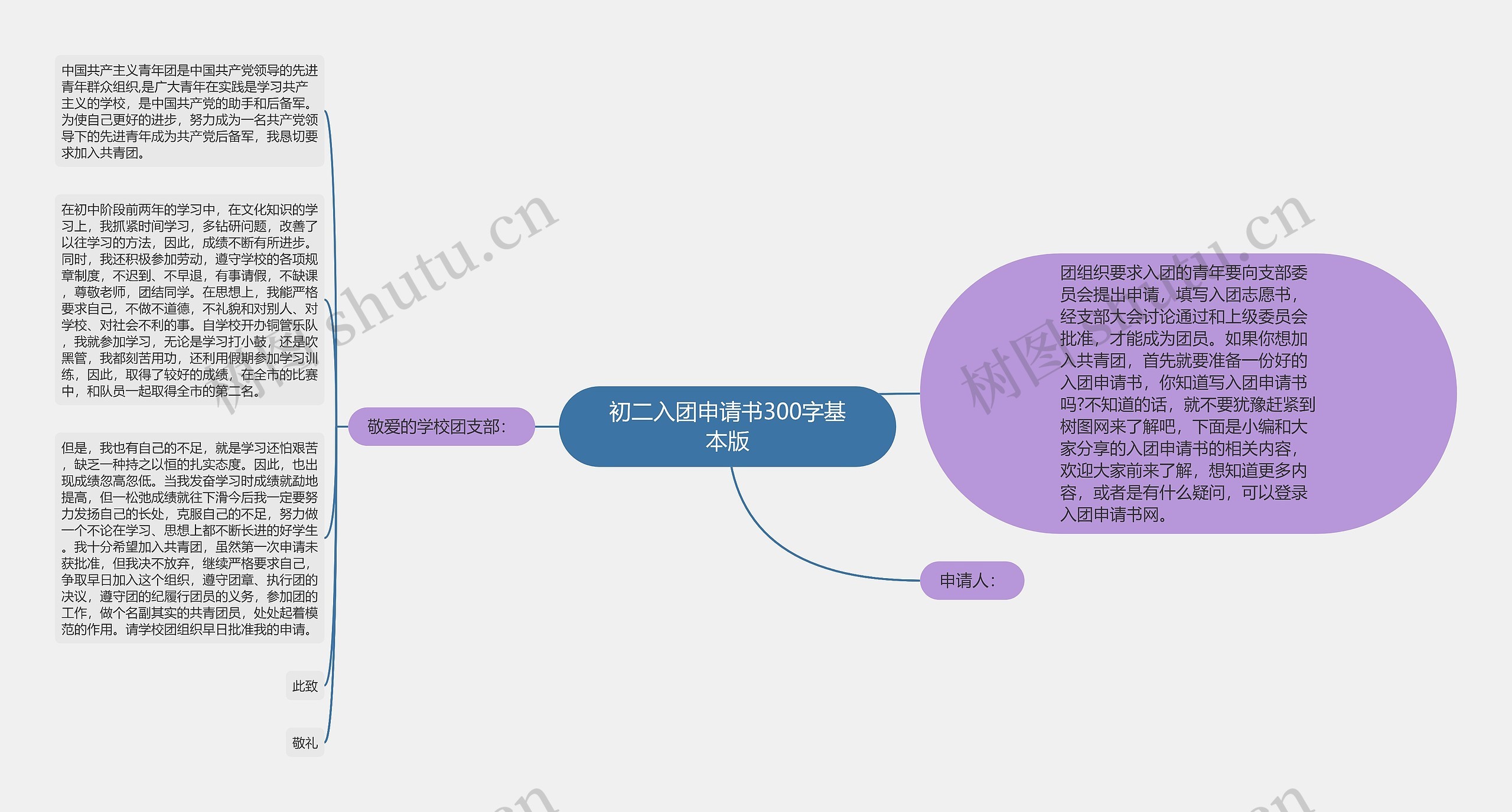 初二入团申请书300字基本版思维导图