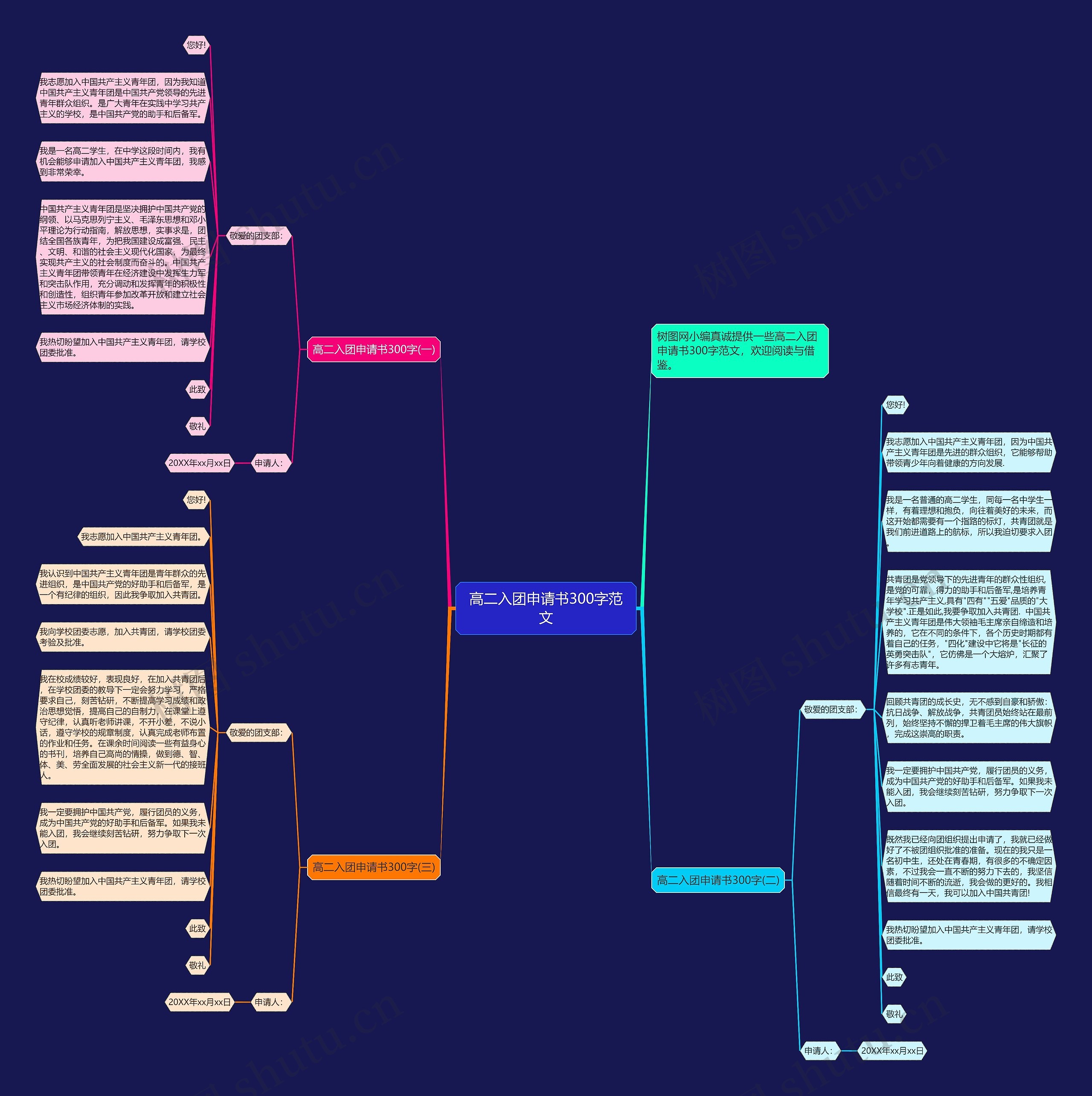 高二入团申请书300字范文思维导图