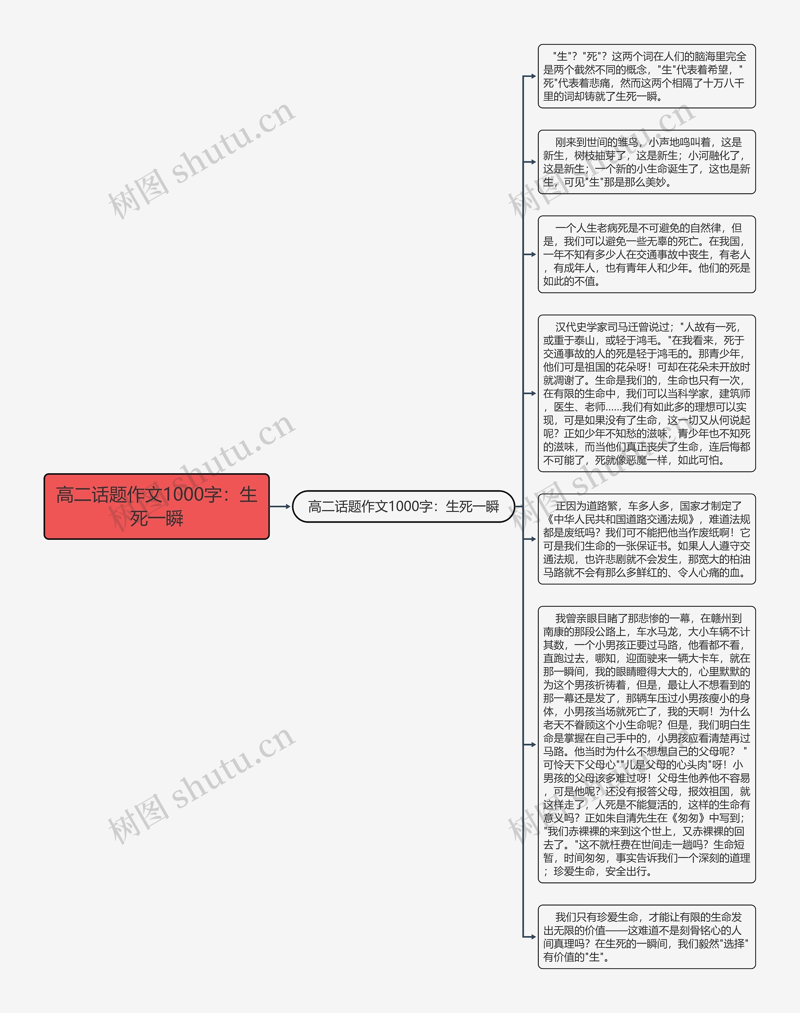 高二话题作文1000字：生死一瞬思维导图