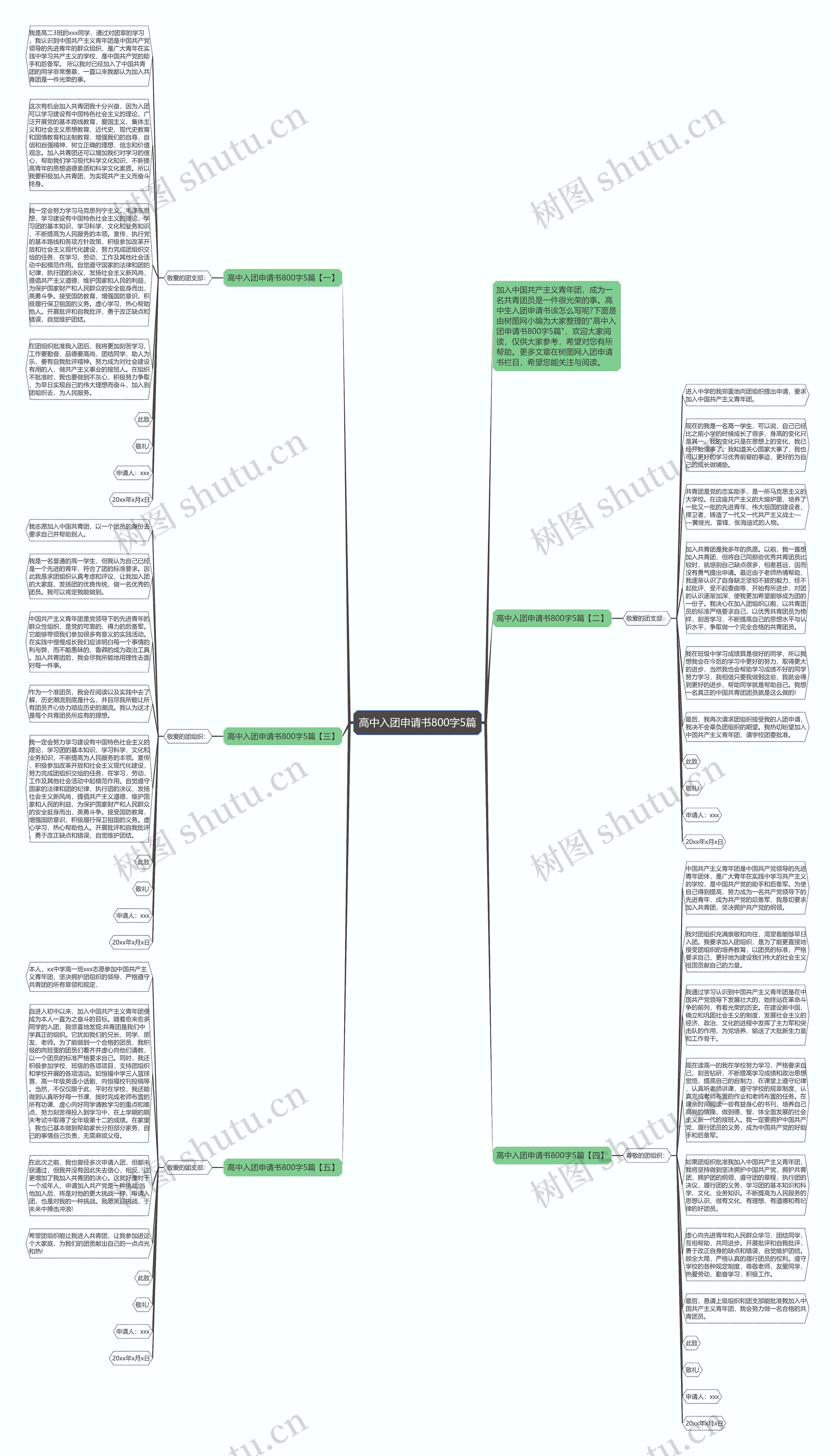 高中入团申请书800字5篇思维导图