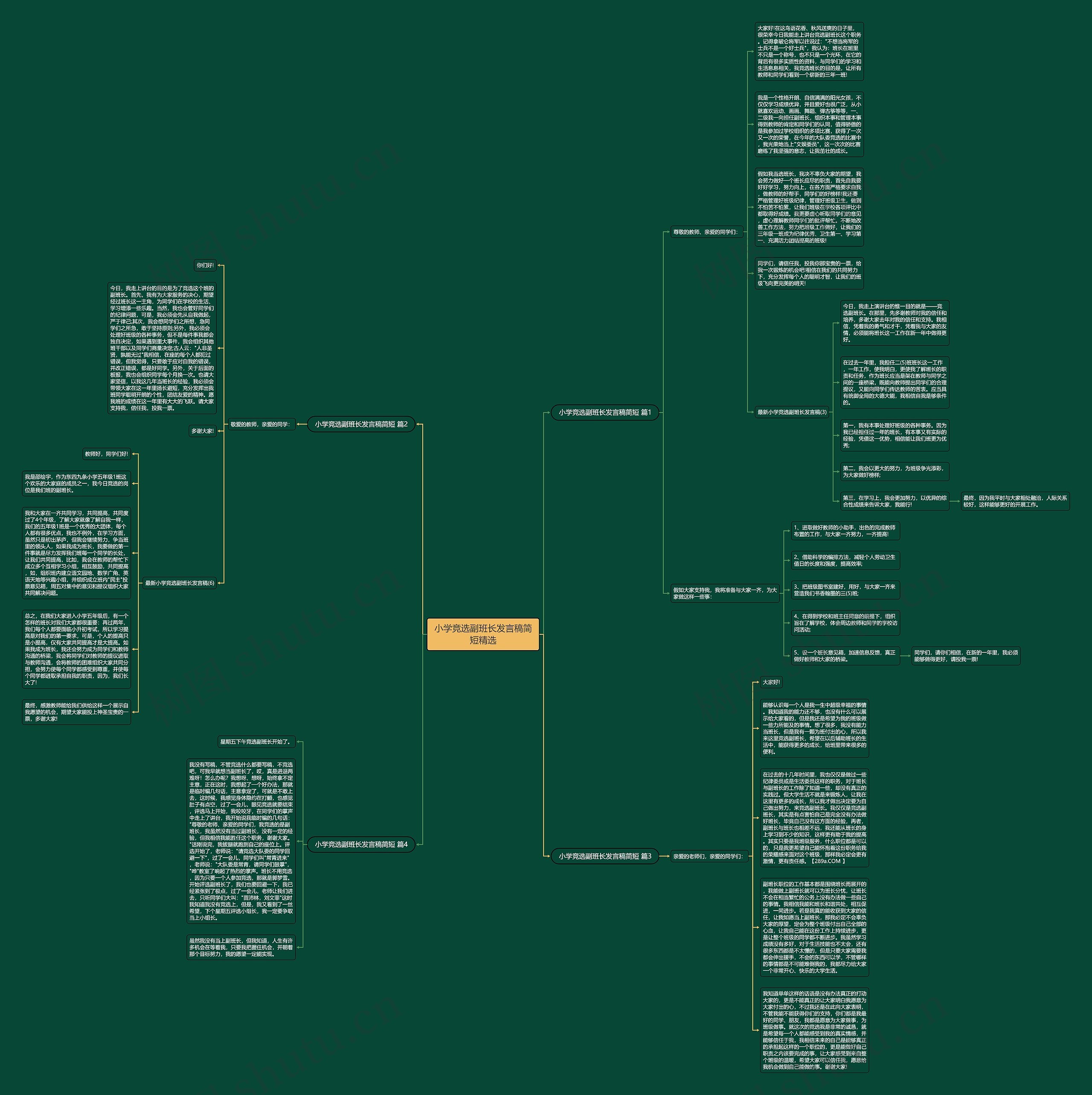 小学竞选副班长发言稿简短精选思维导图