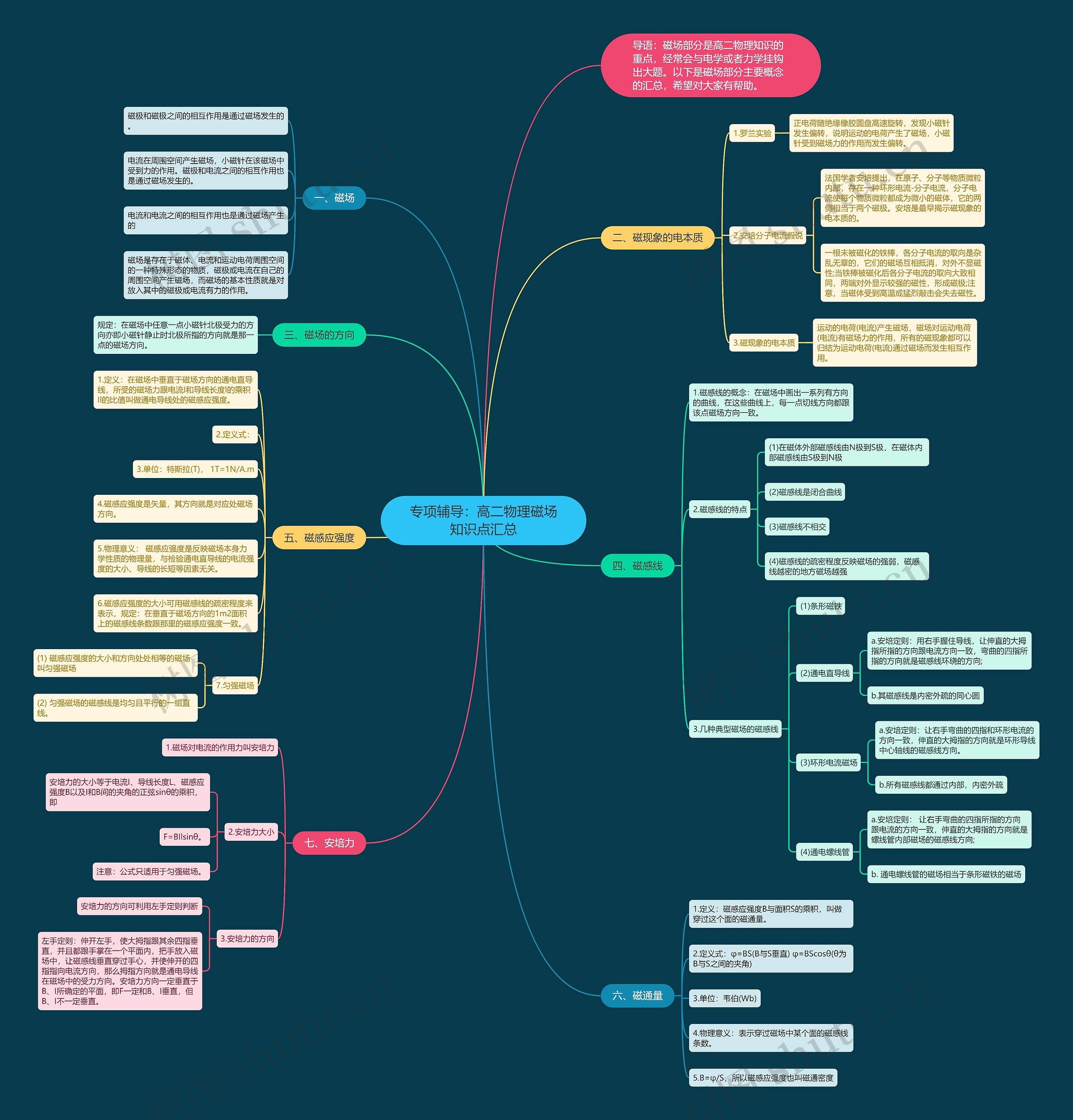 专项辅导：高二物理磁场知识点汇总思维导图