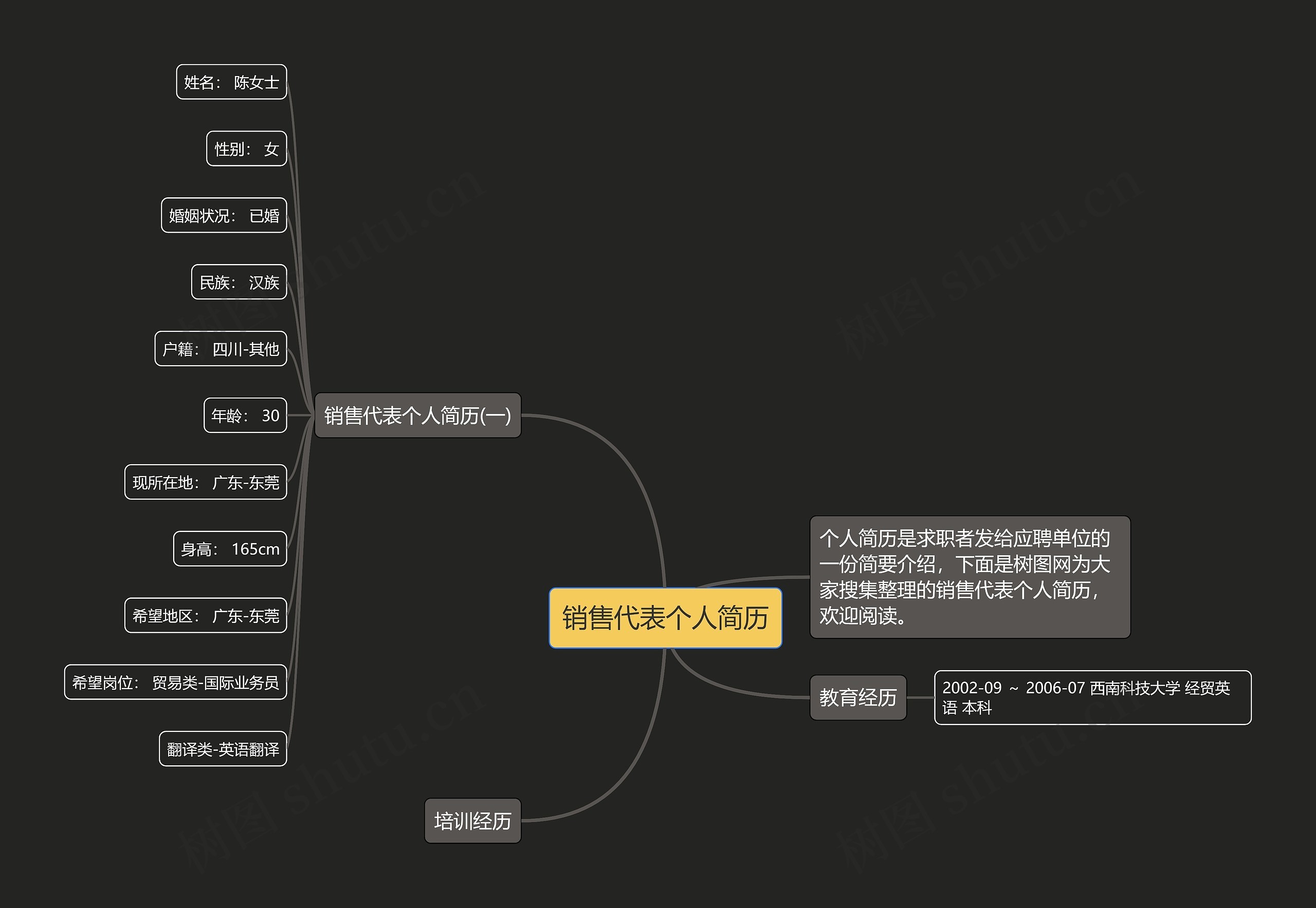 销售代表个人简历