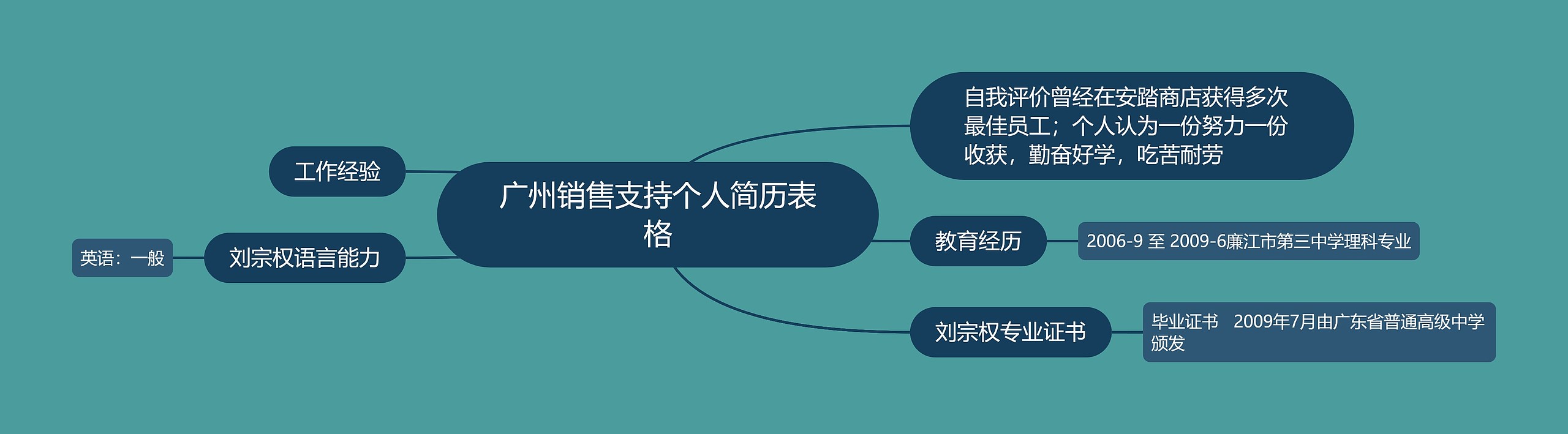 广州销售支持个人简历表格