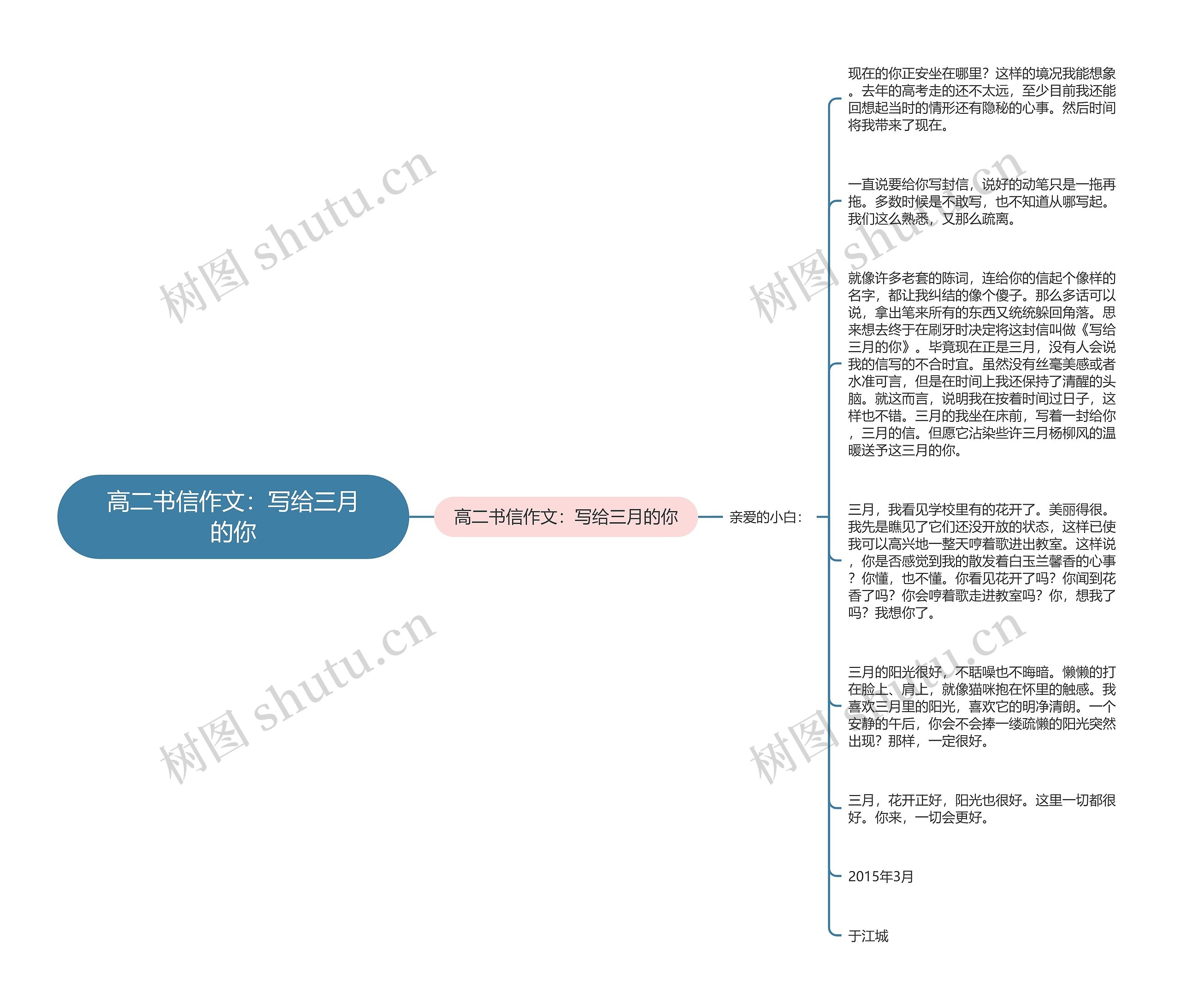 高二书信作文：写给三月的你思维导图