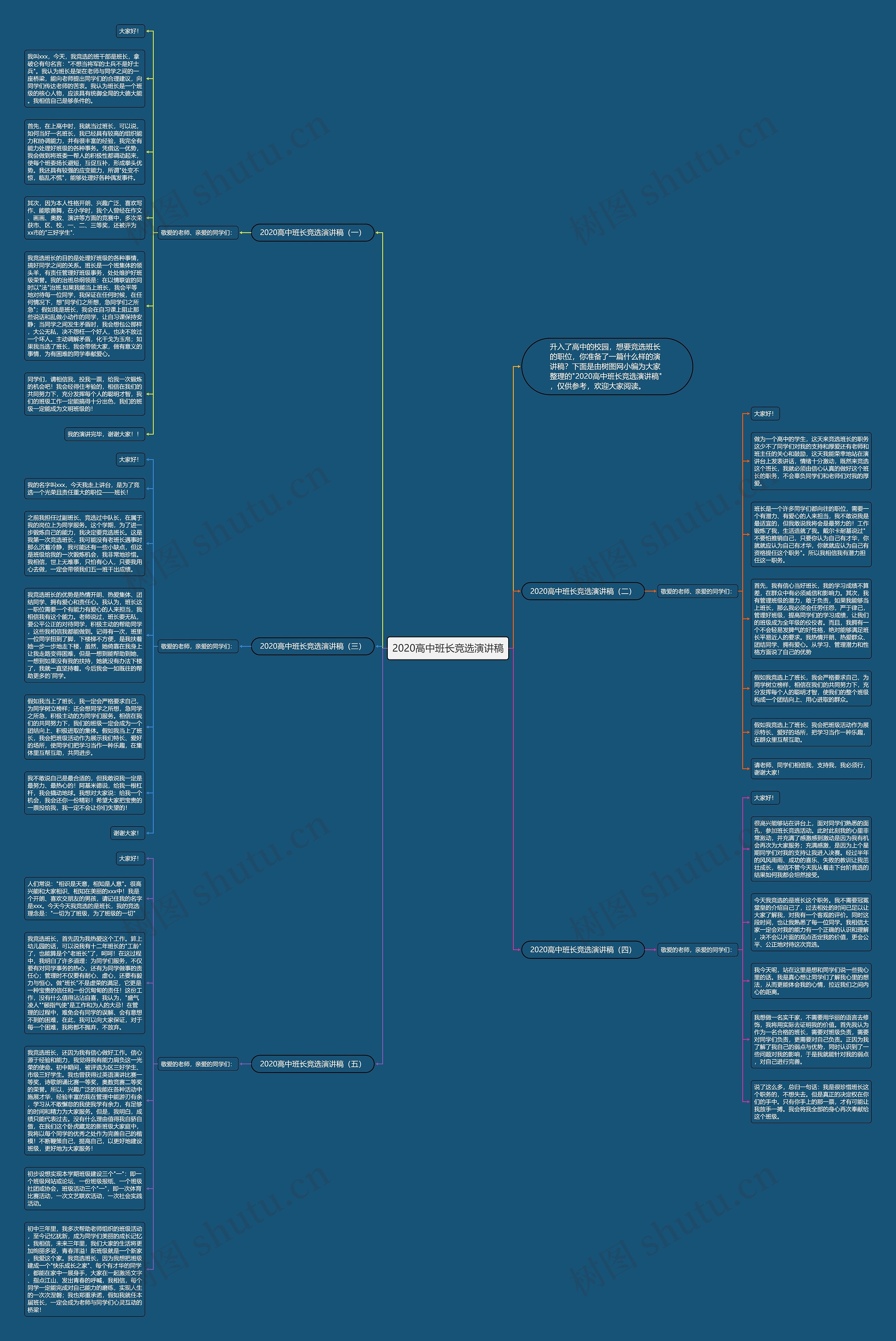 2020高中班长竞选演讲稿思维导图