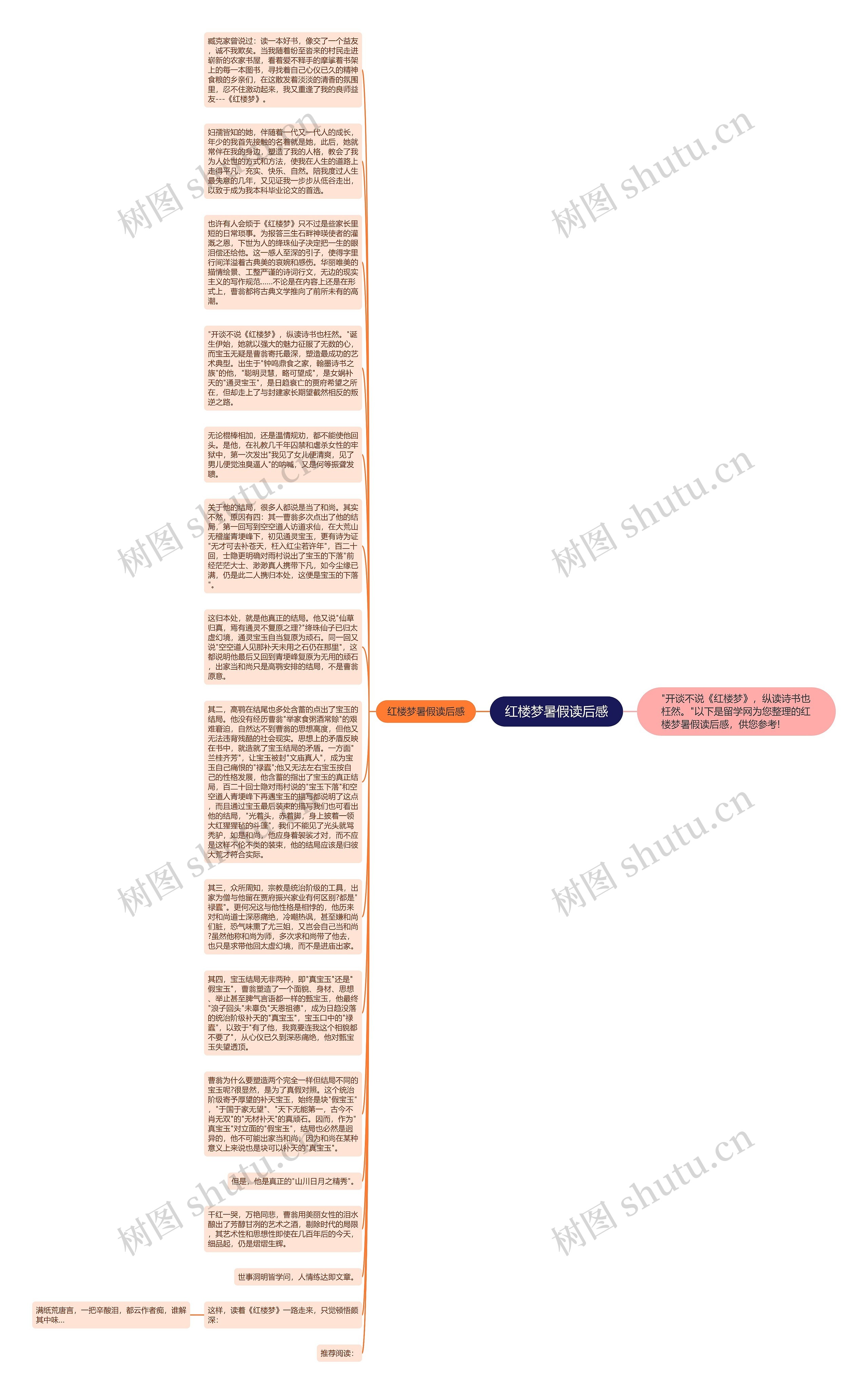 红楼梦暑假读后感思维导图