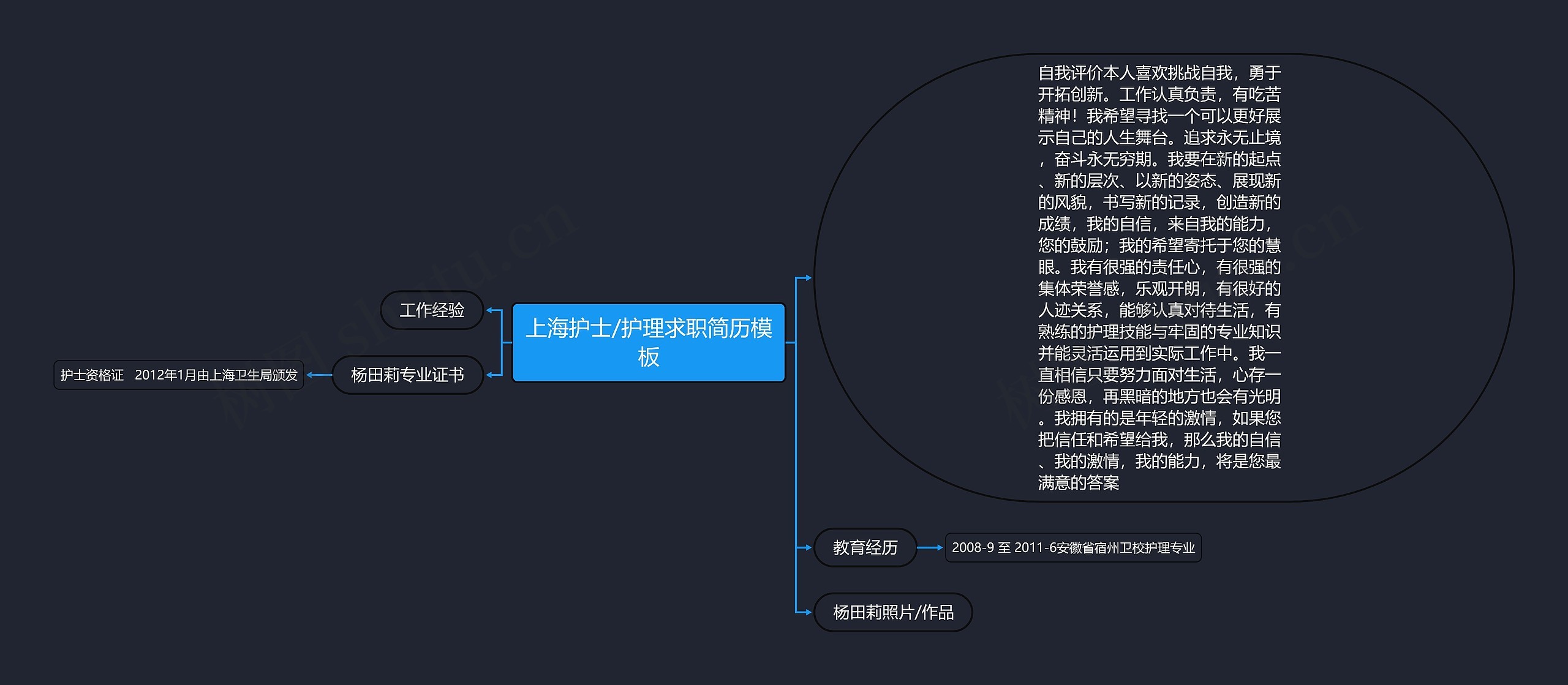 上海护士/护理求职简历思维导图