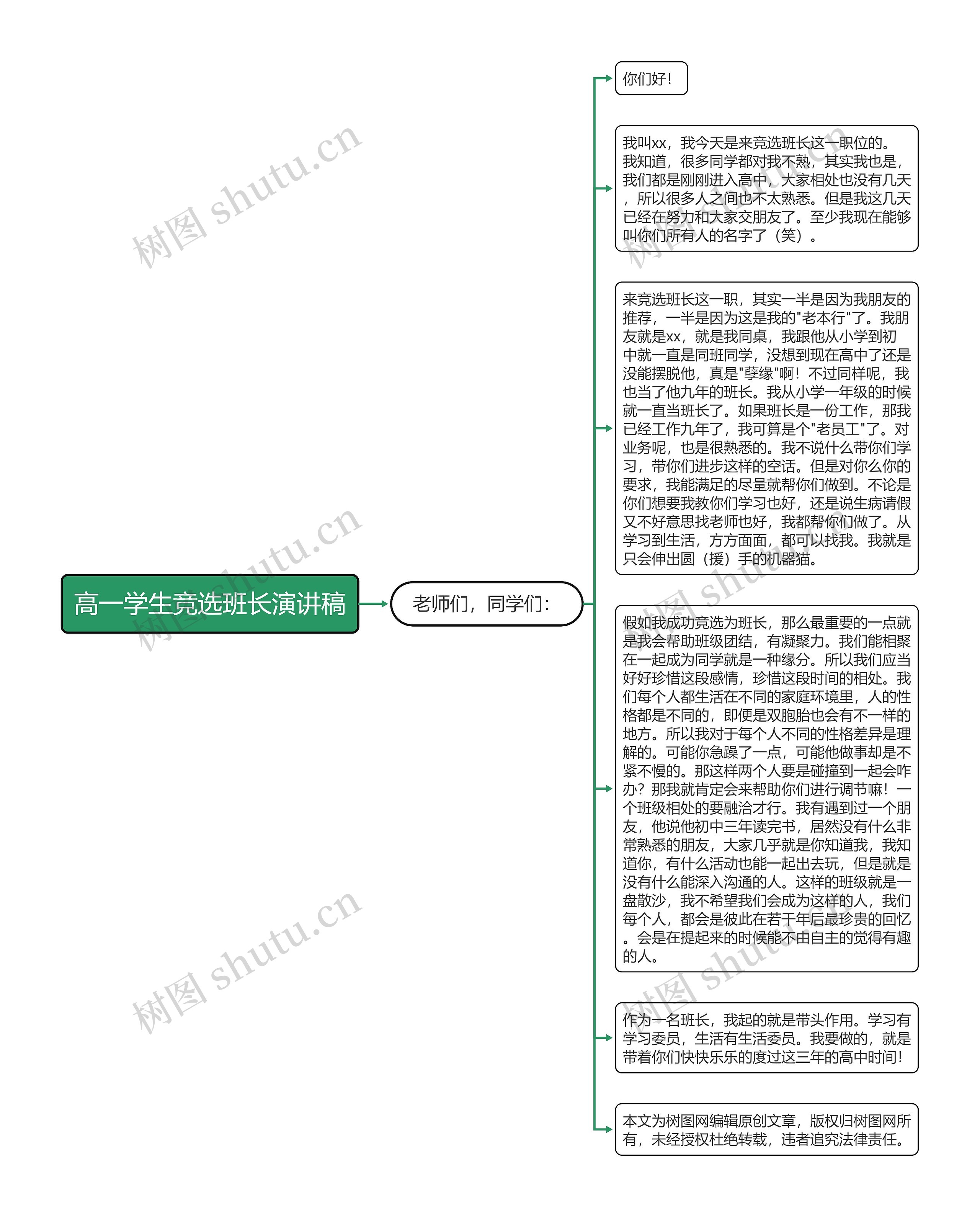 高一学生竞选班长演讲稿思维导图