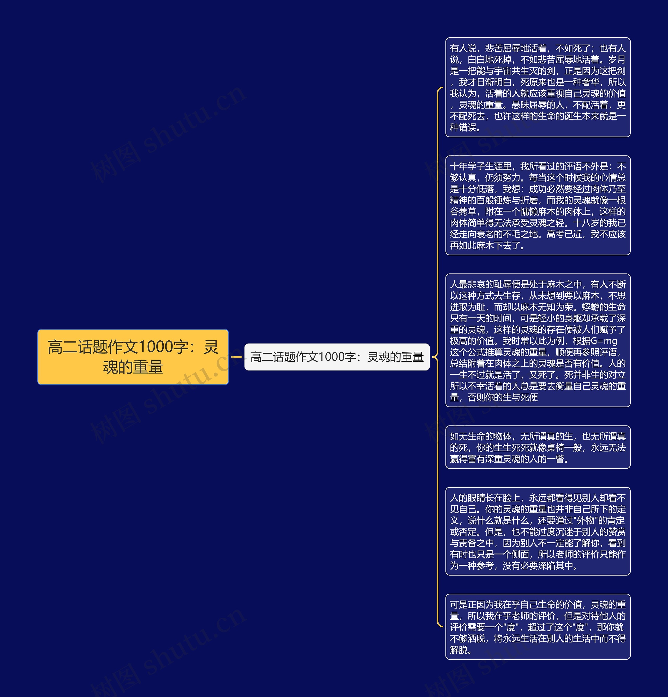 高二话题作文1000字：灵魂的重量思维导图