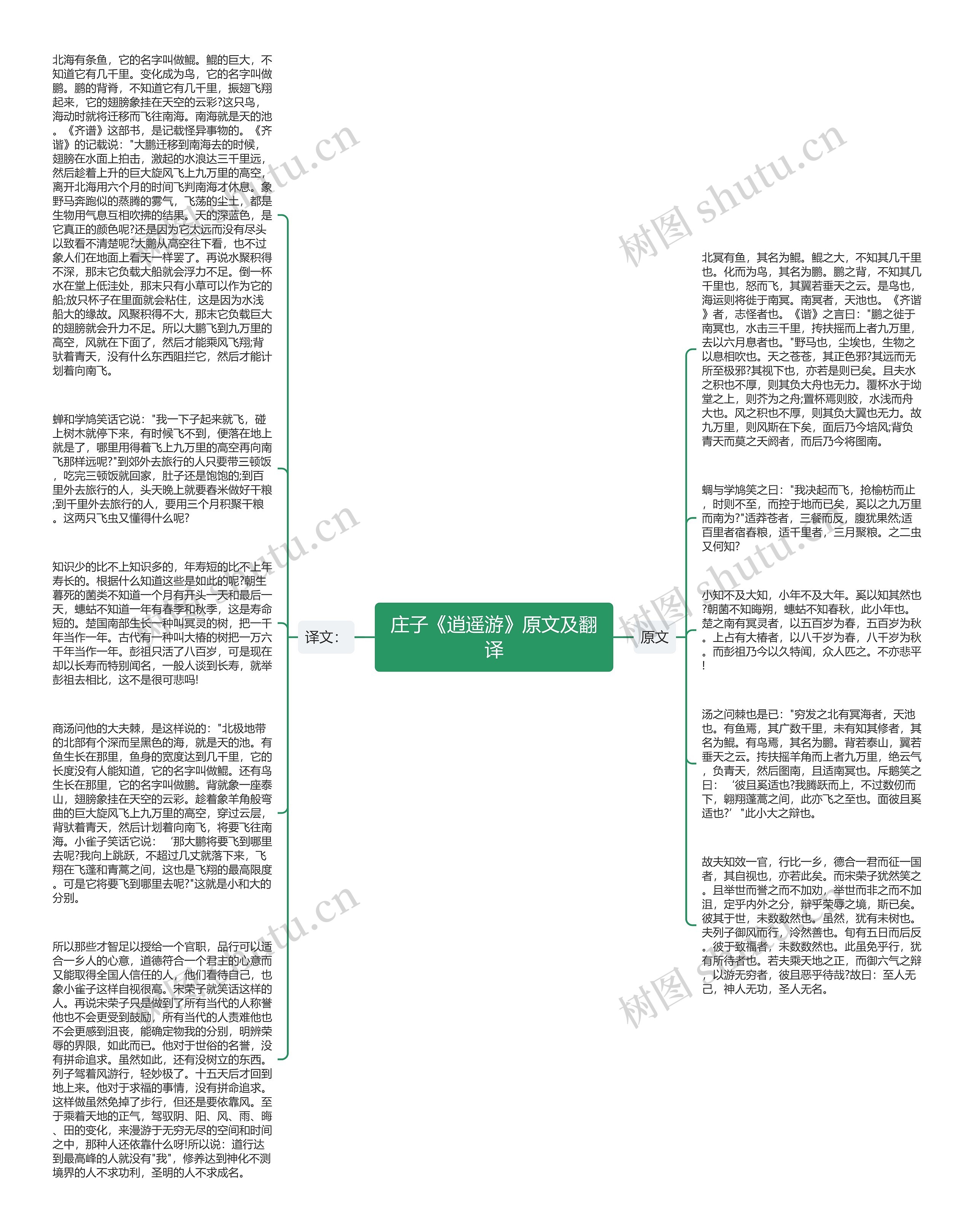 庄子《逍遥游》原文及翻译思维导图高清图 庄子《逍遥游》原文及翻译思维导图