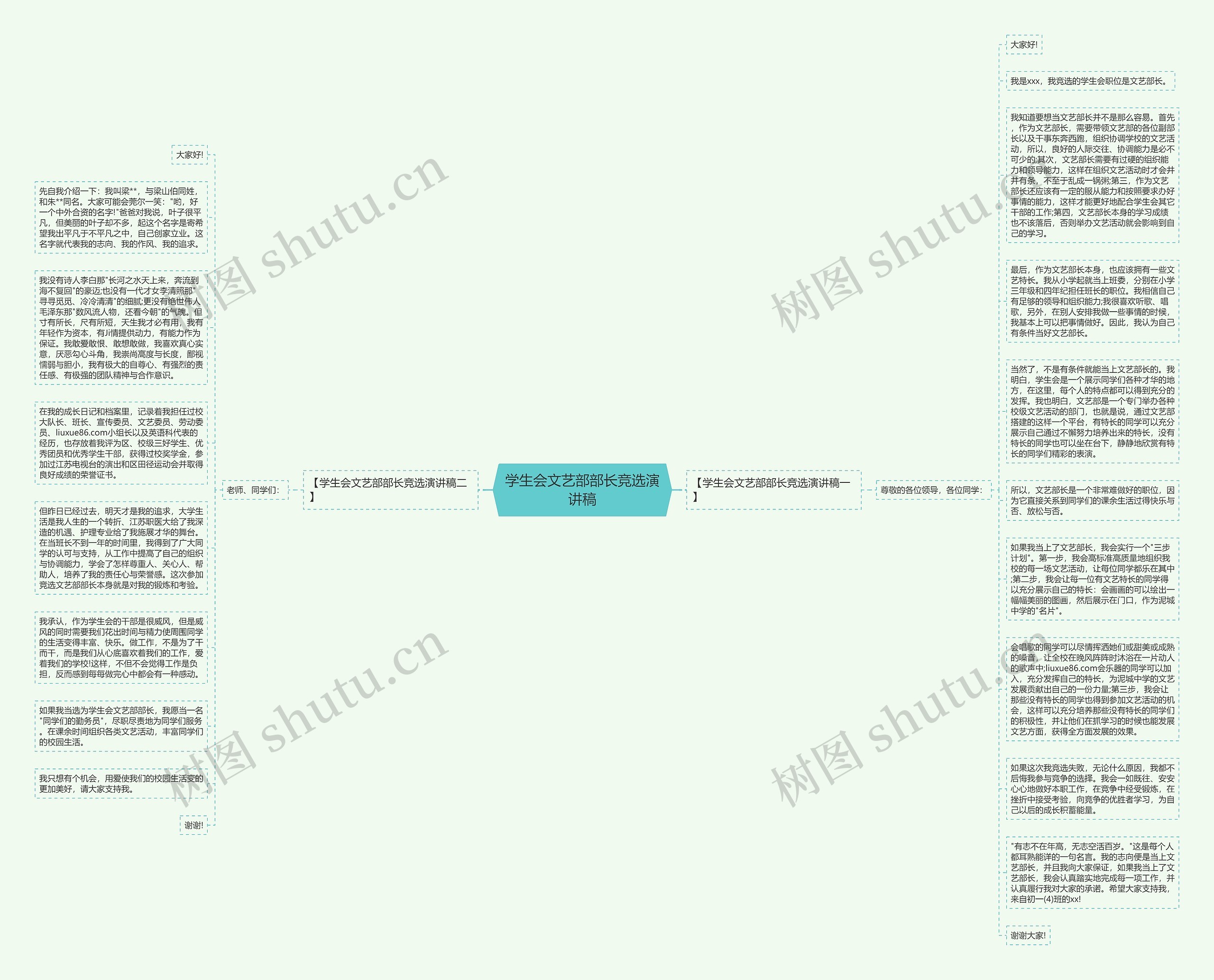 学生会文艺部部长竞选演讲稿思维导图