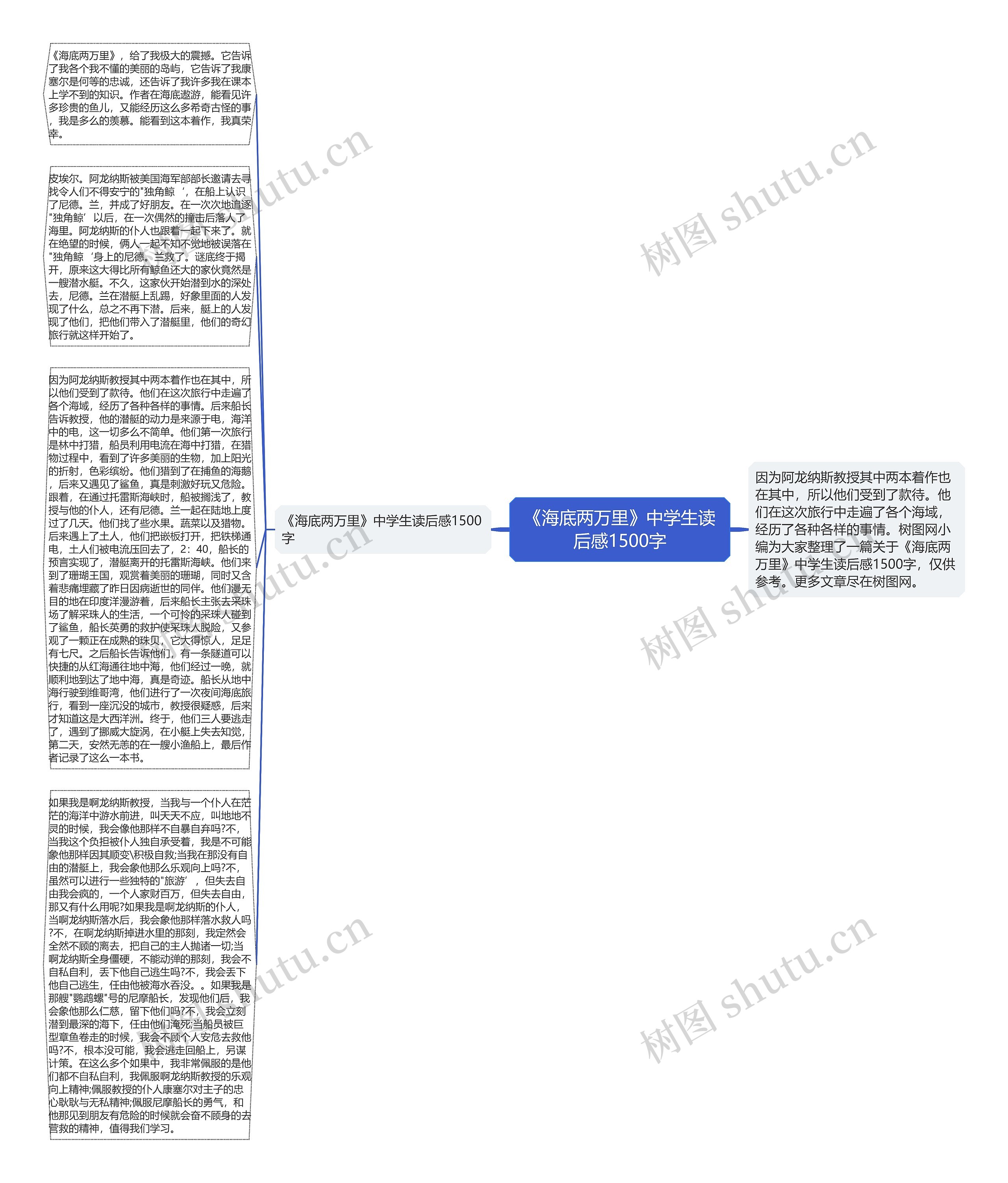 《海底两万里》中学生读后感1500字思维导图