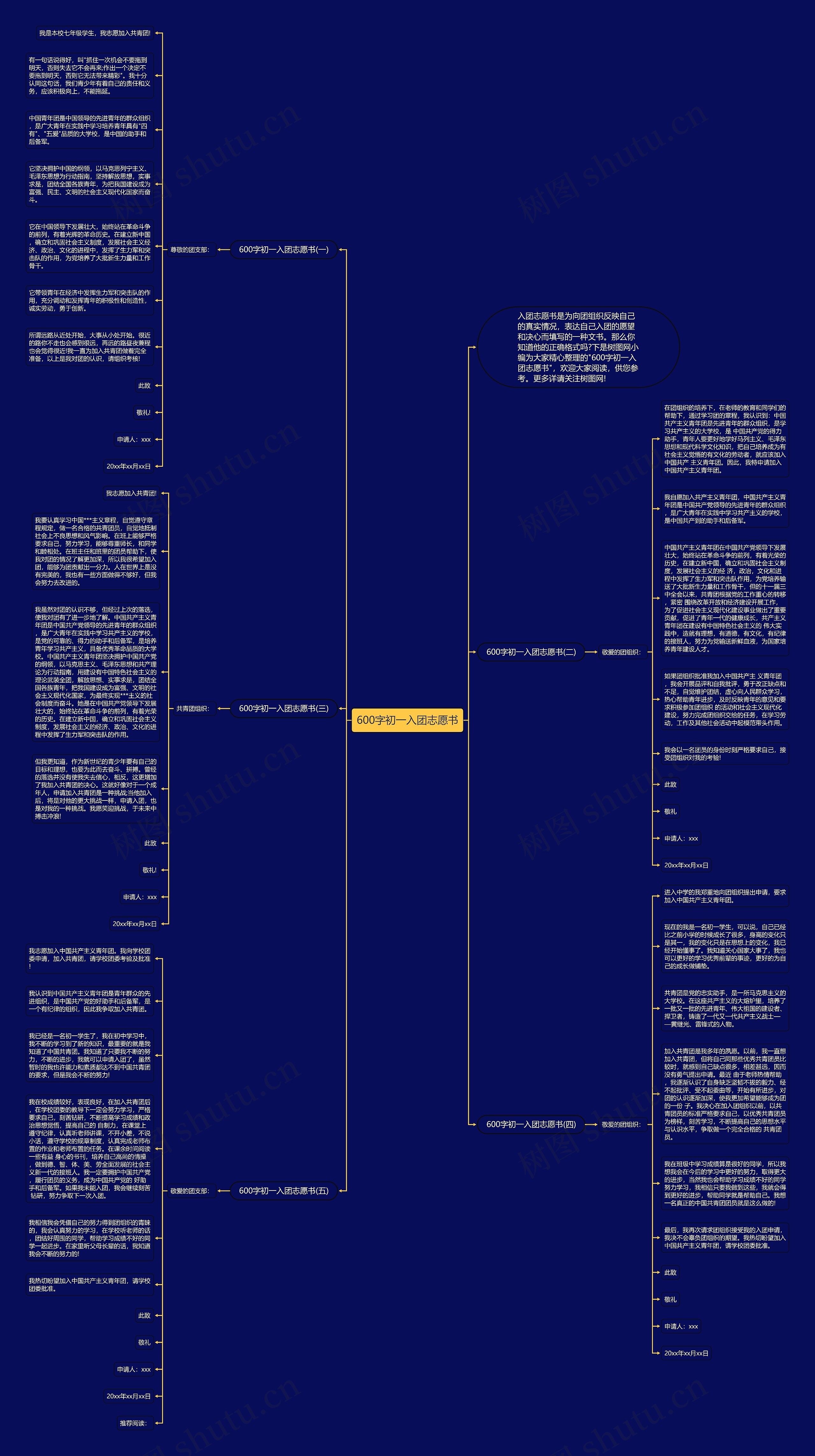 600字初一入团志愿书思维导图