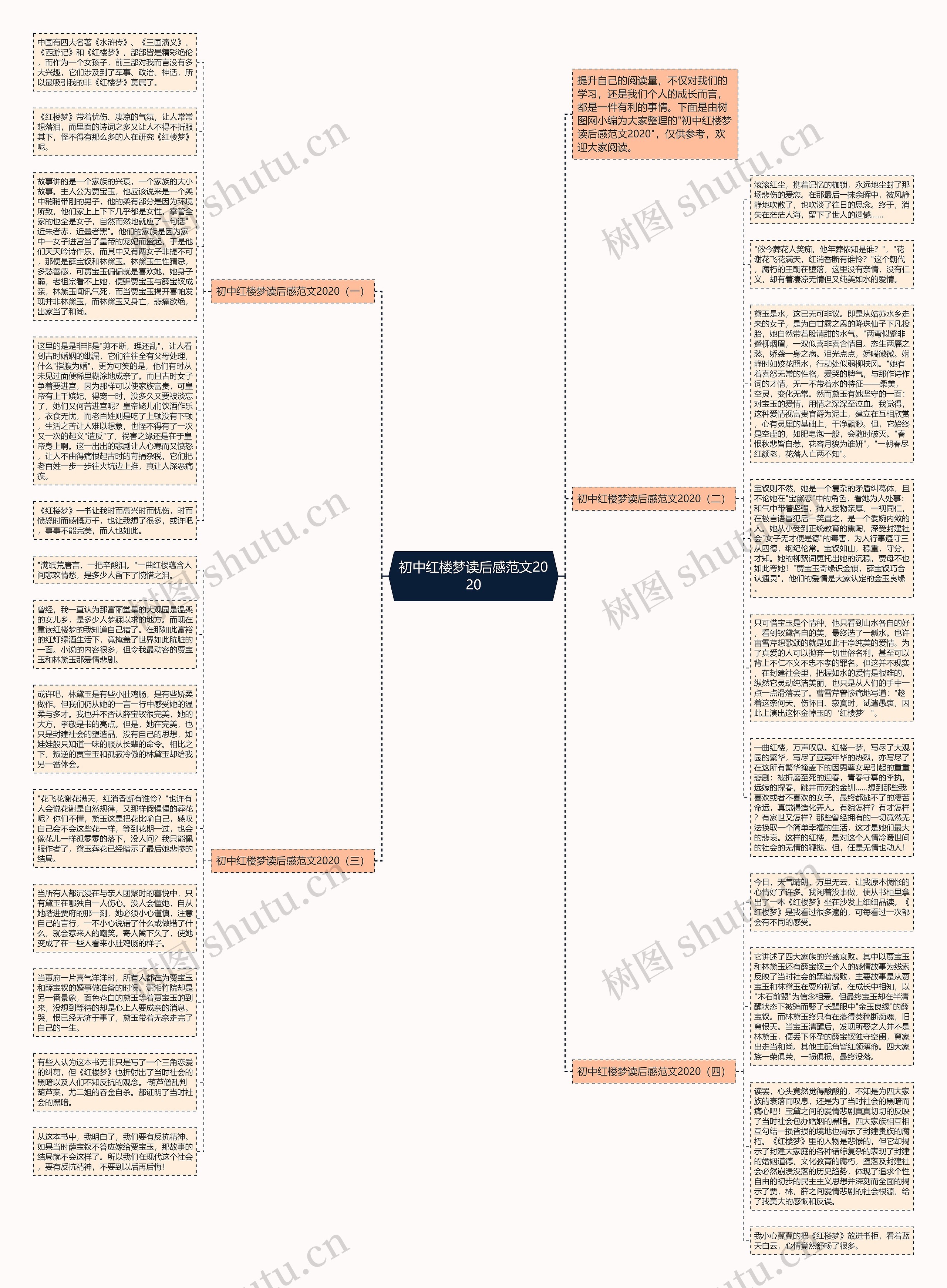 初中红楼梦读后感范文2020思维导图