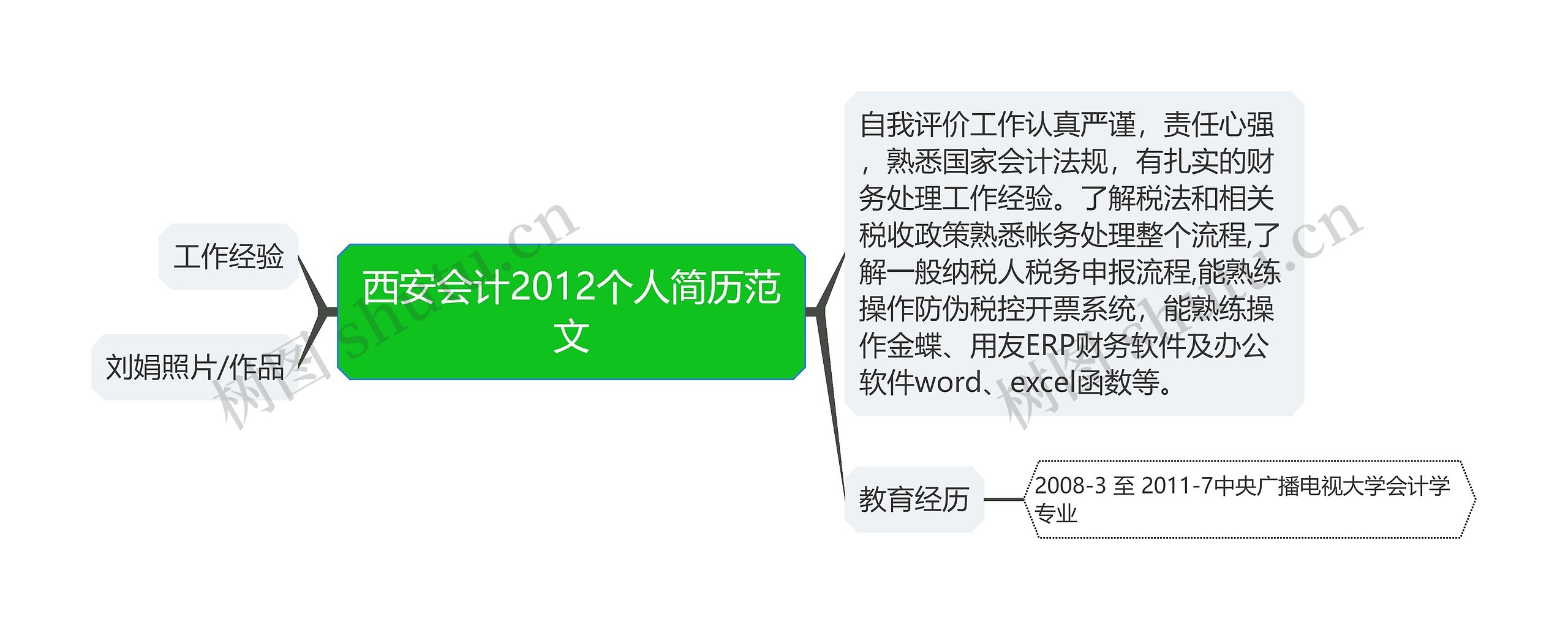 西安会计2012个人简历范文思维导图