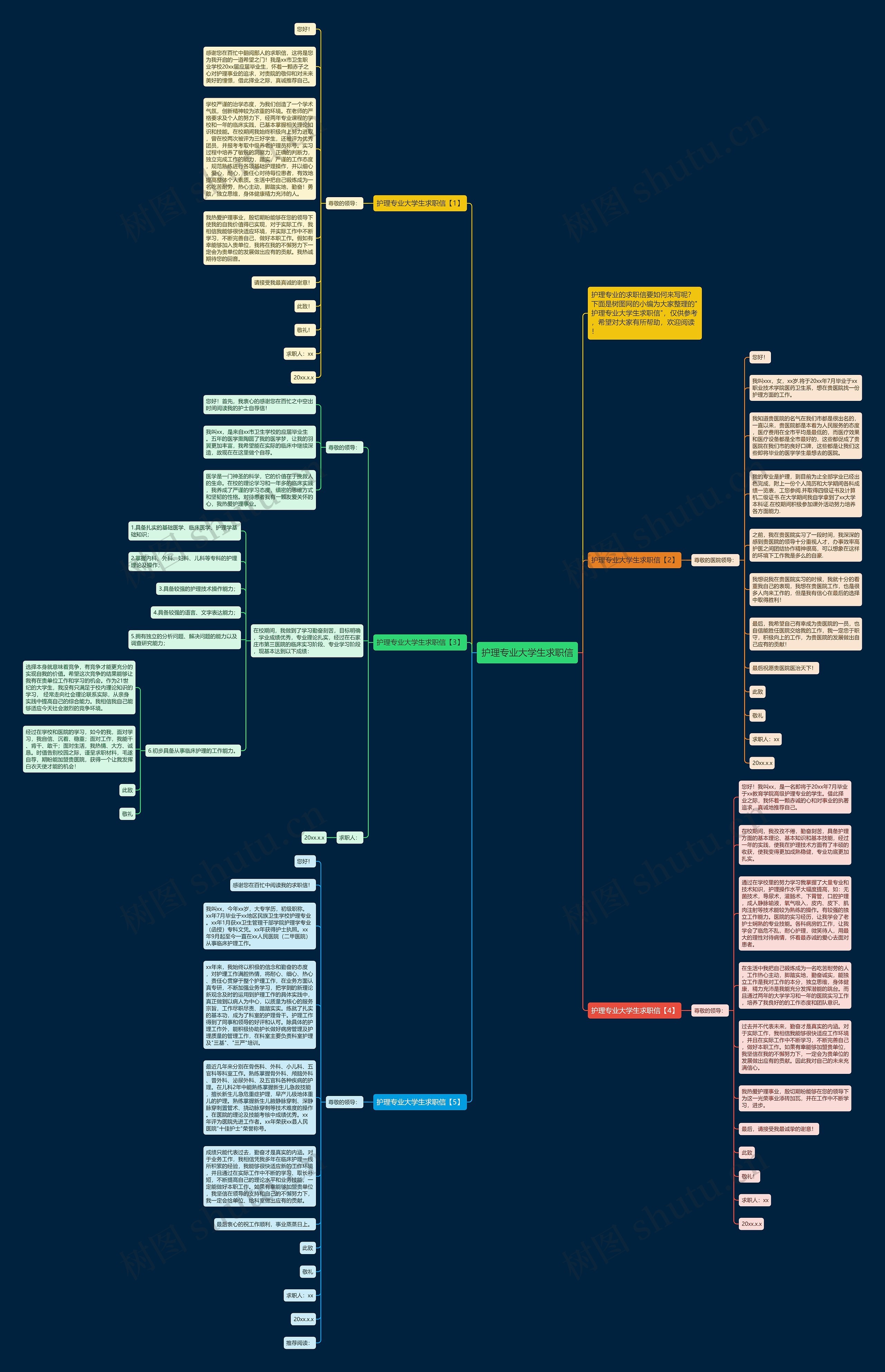 护理专业大学生求职信思维导图
