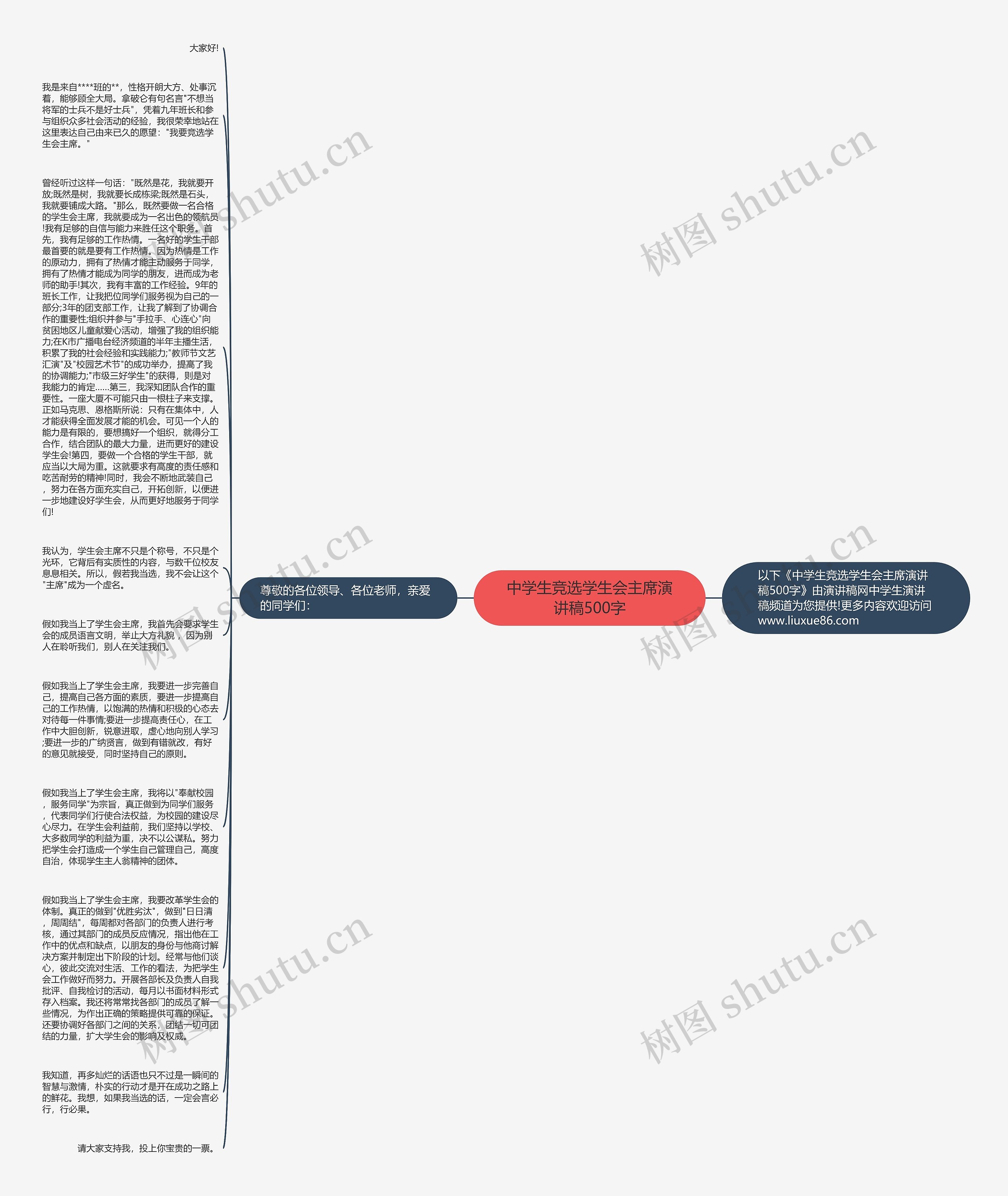 中学生竞选学生会主席演讲稿500字思维导图