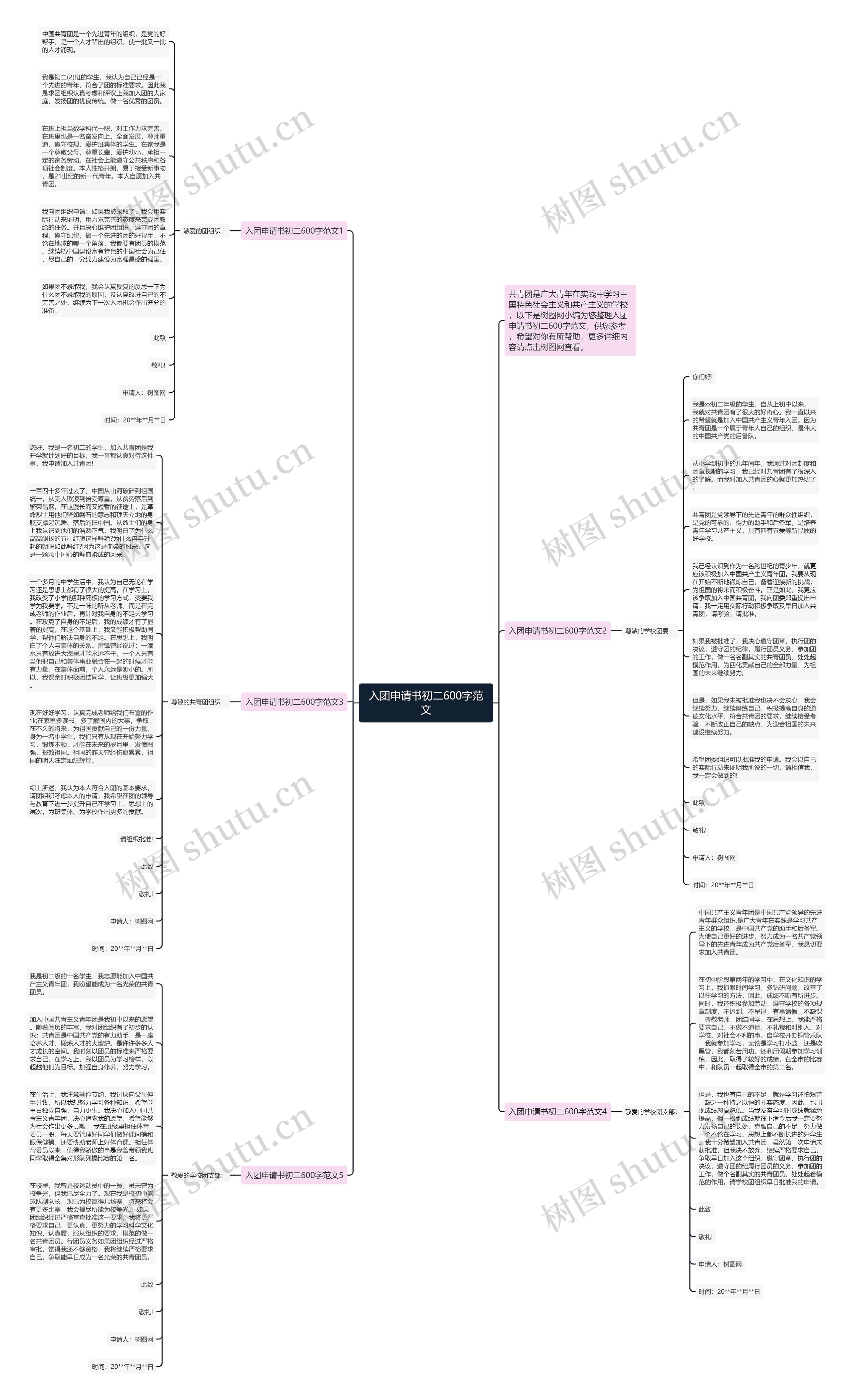 入团申请书初二600字范文思维导图