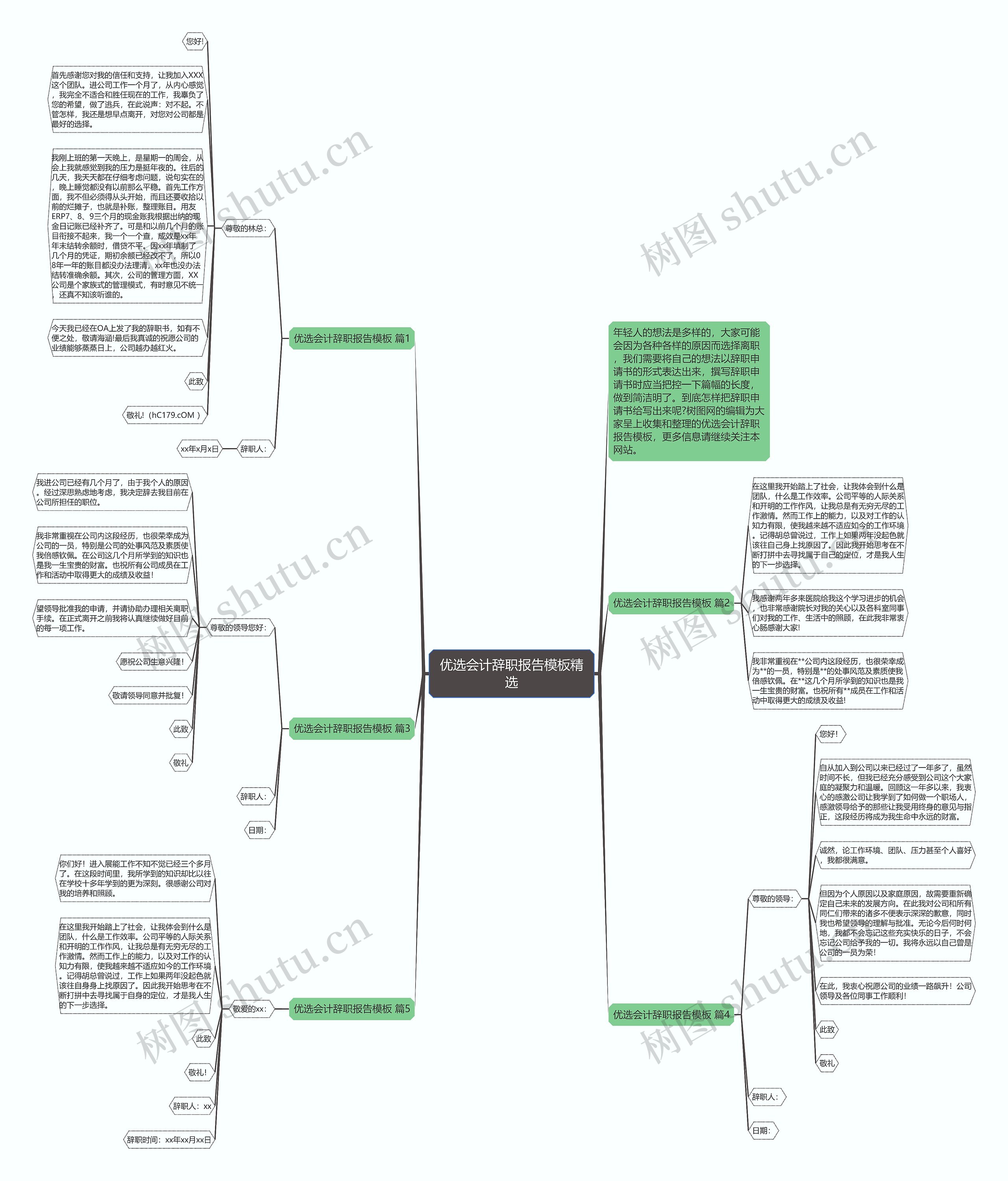 优选会计辞职报告精选思维导图