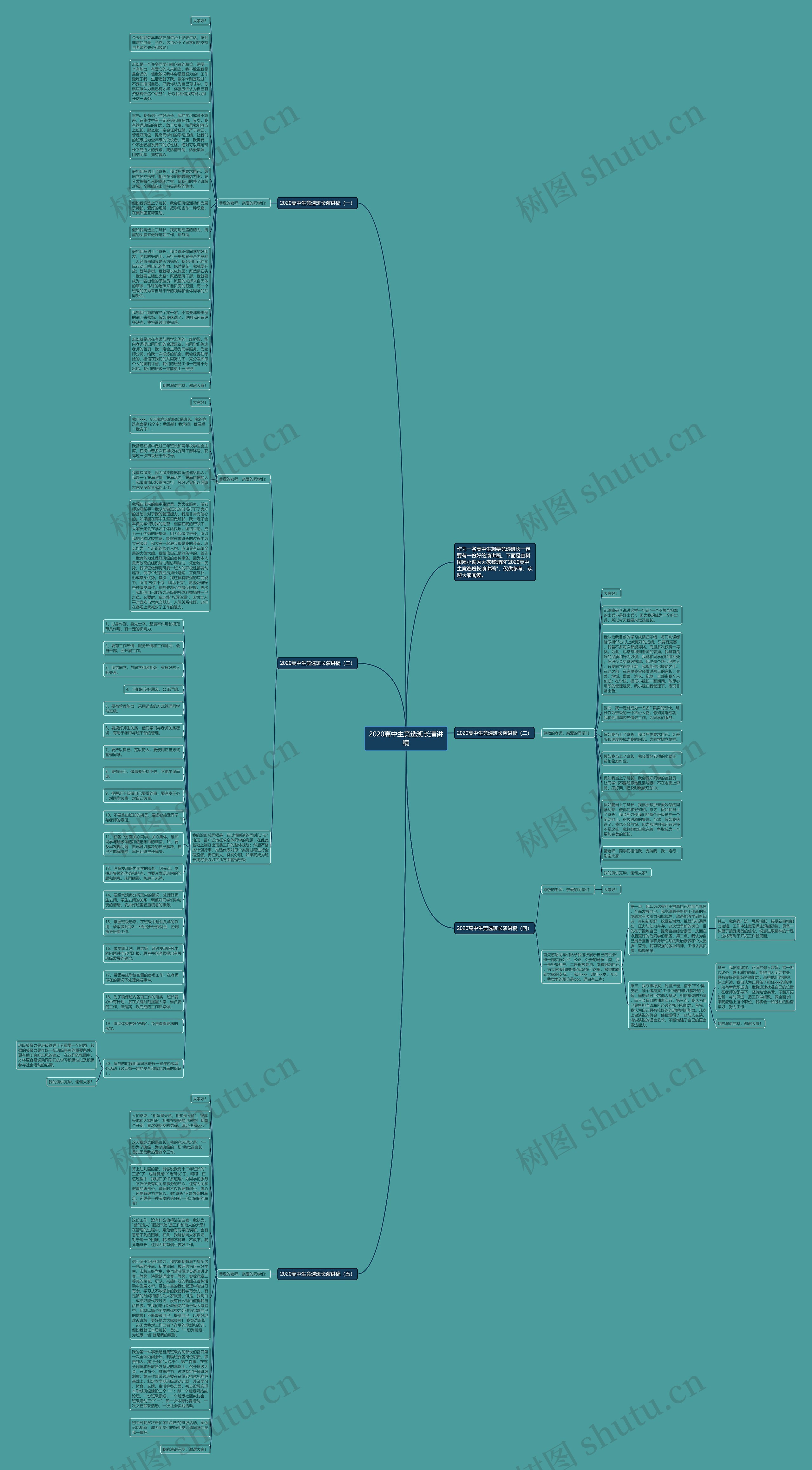2020高中生竞选班长演讲稿思维导图