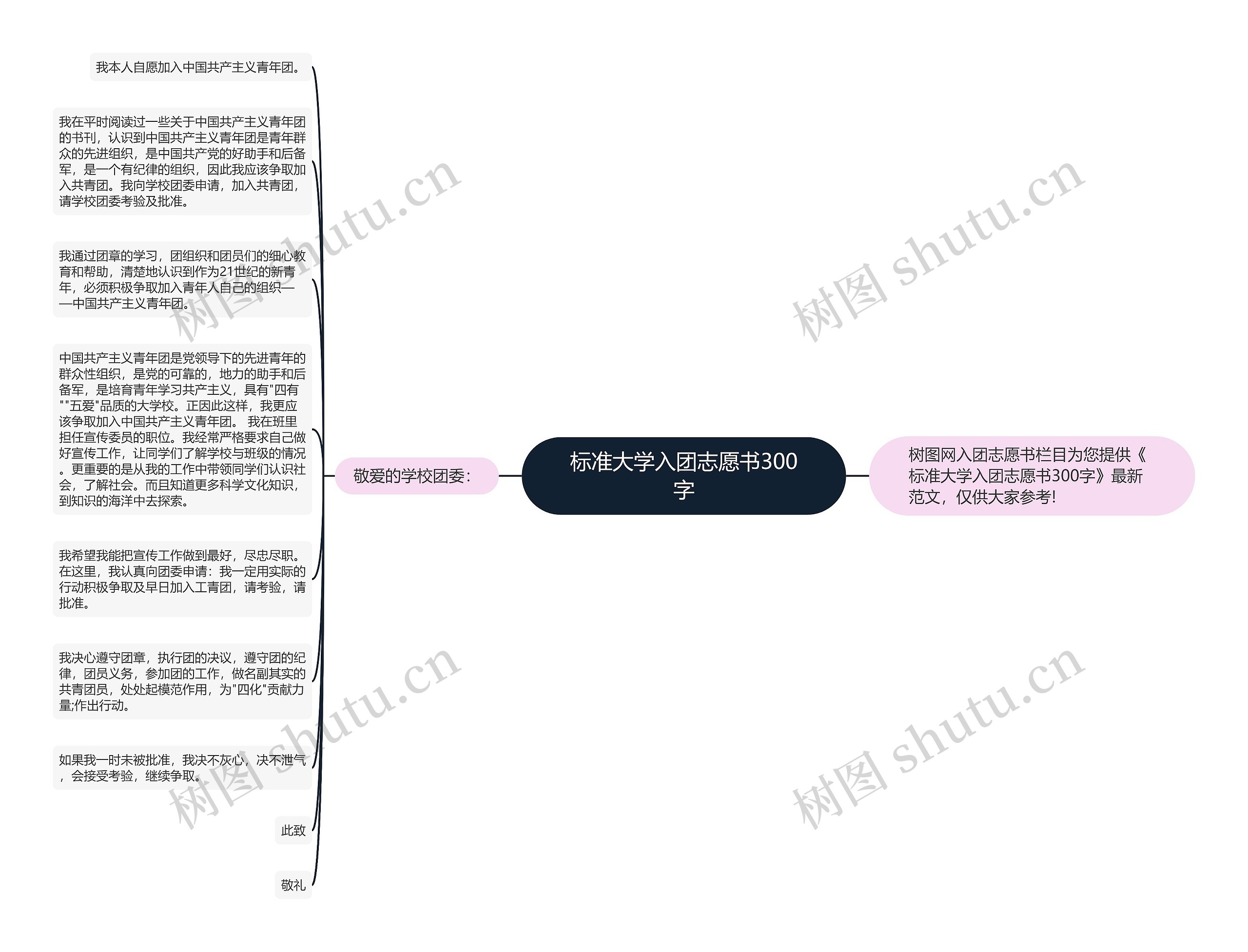 标准大学入团志愿书300字思维导图