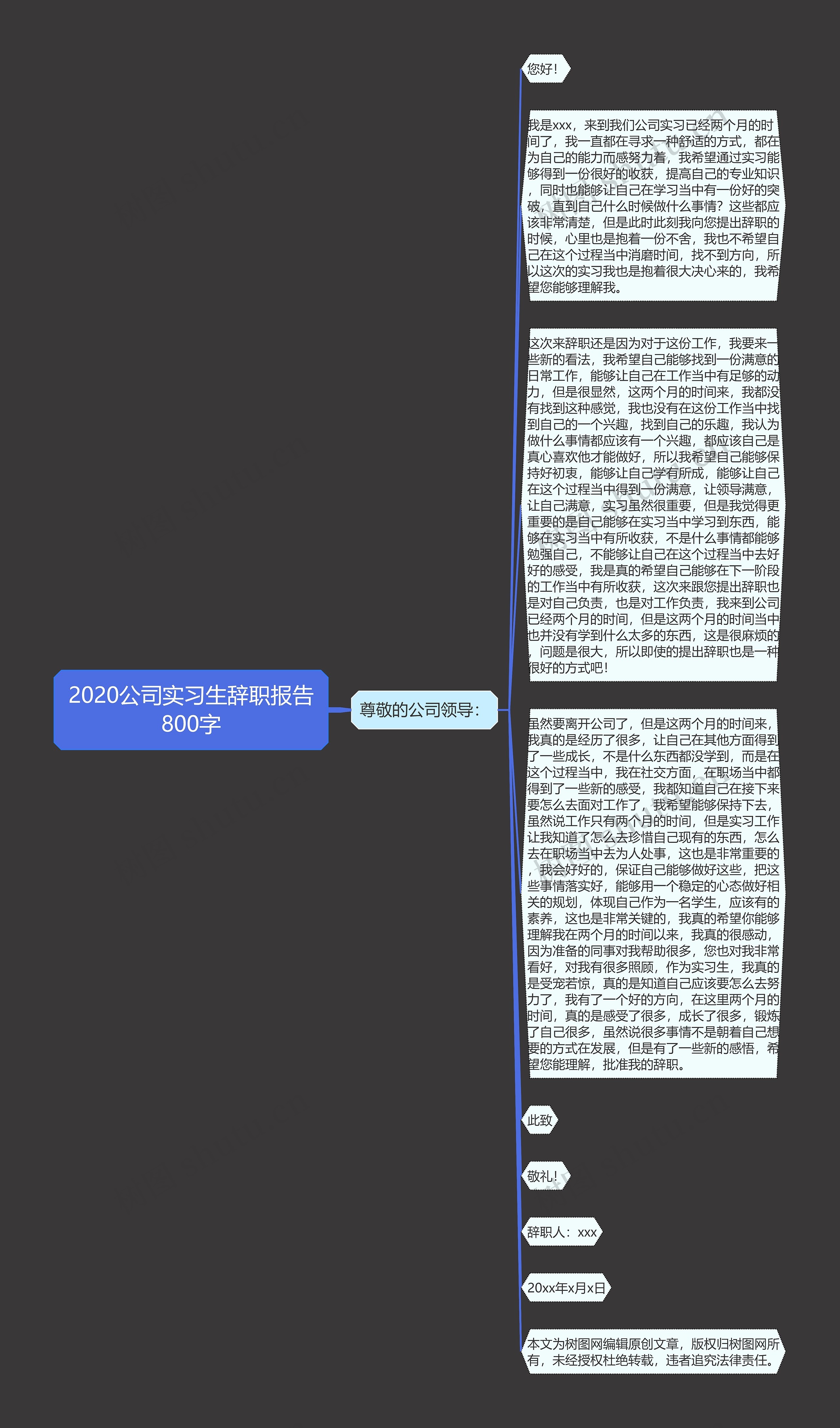 2020公司实习生辞职报告800字