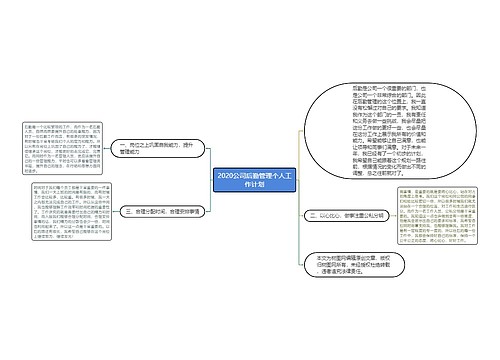 2020公司后勤管理个人工作计划