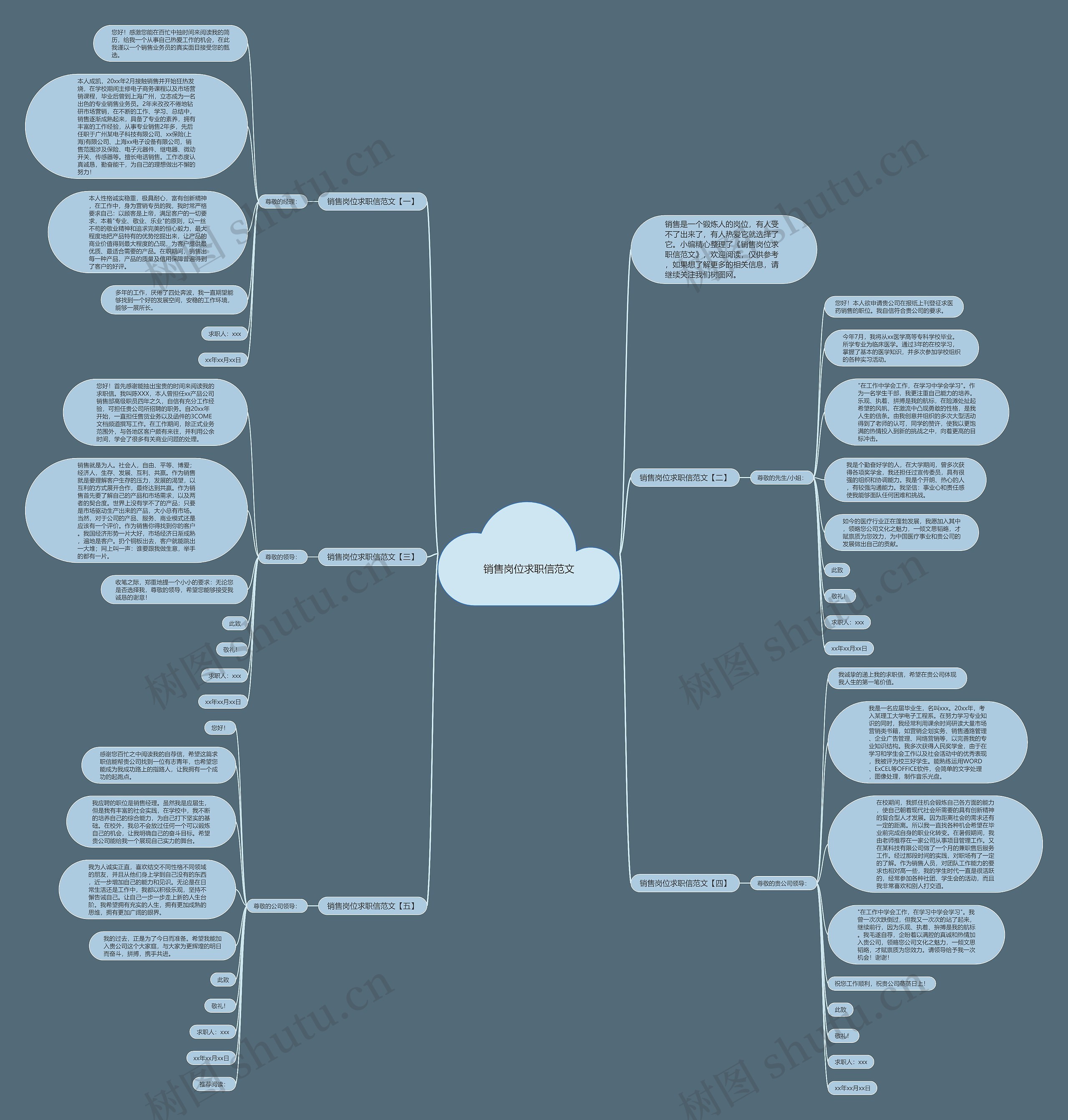 销售岗位求职信范文思维导图