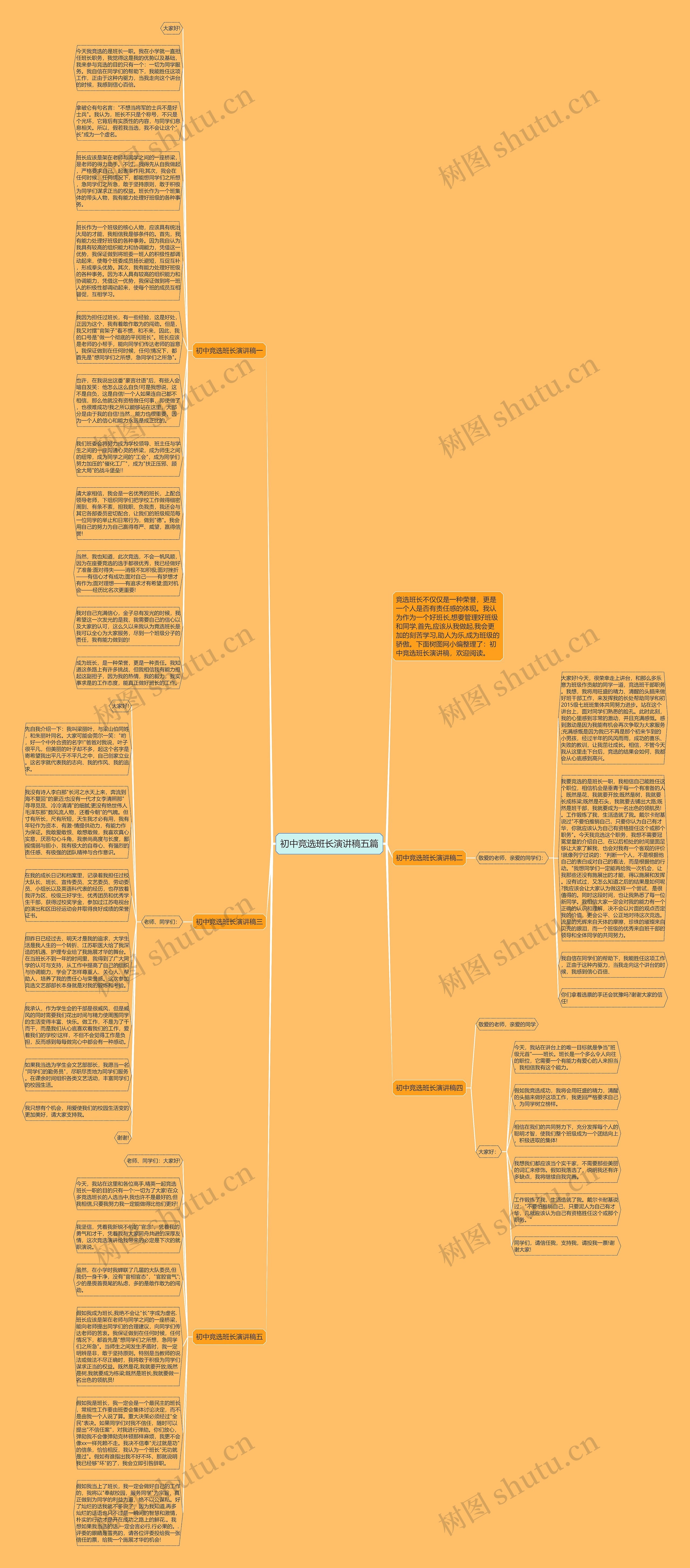 初中竞选班长演讲稿五篇思维导图